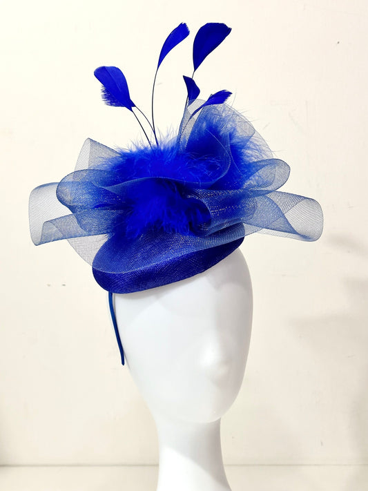 Royal Blue Fascinate Hat, Hot Pink, Pink, Black Fascinator Hat, Viva Magenta, White, Ivory, Yellow, Feather Hat, Church Wedding Hat