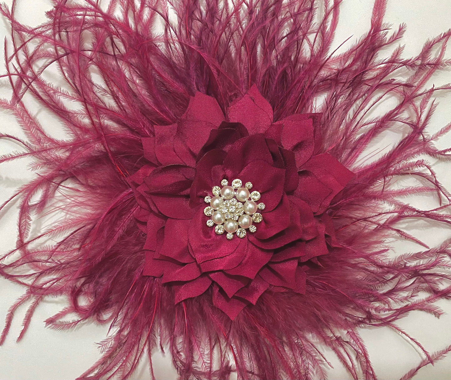 Burgundy Deep Red Wine Fascinator Clip, Navy Blue Hairpiece, Feather. Flower Clip, Black, Red, All Colors, Wedding Bridal Derby Fascinators