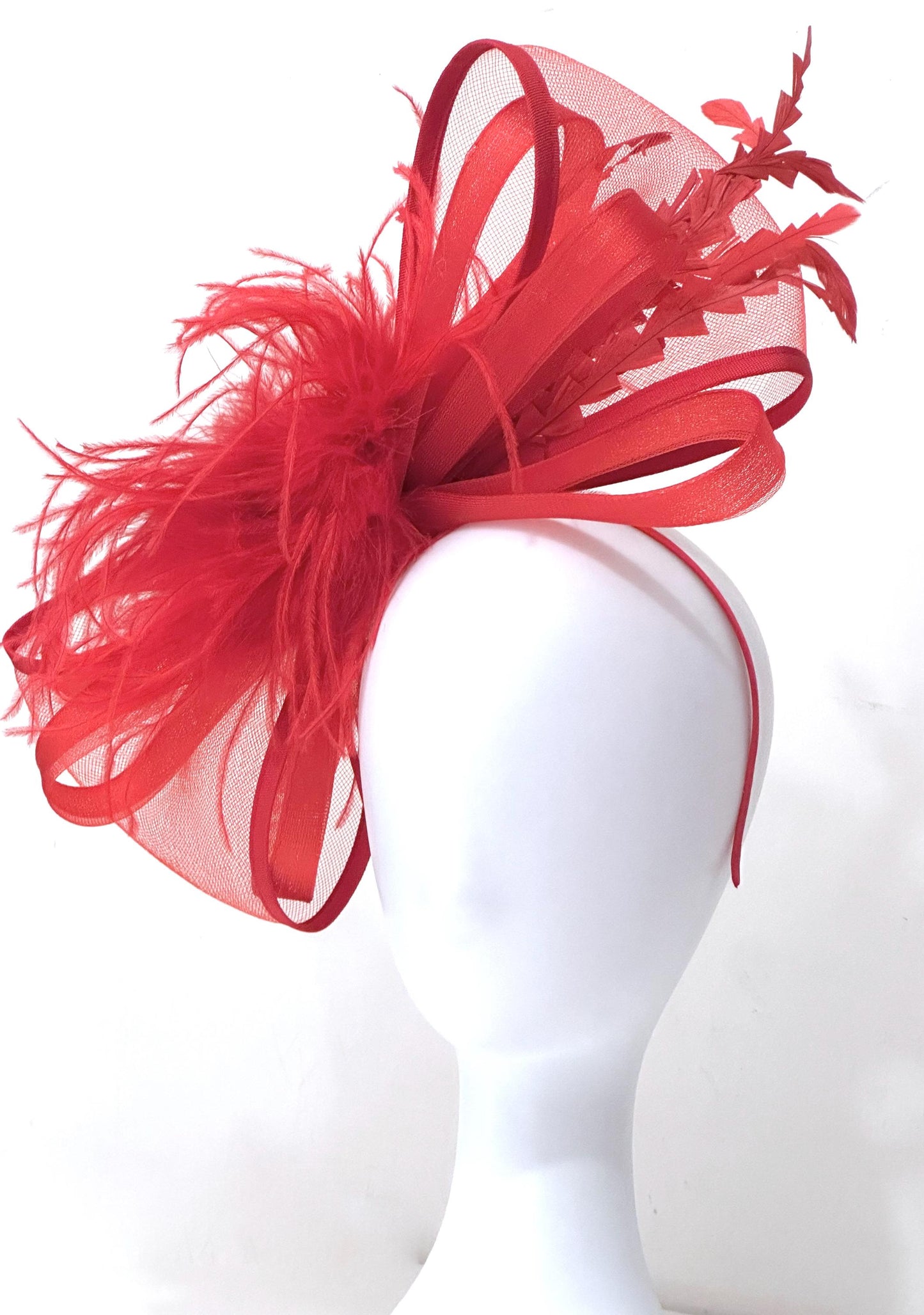 Pink Green Bow Headband, Kentucky Derby Hat Fascinator, All Feather Colors Big Bow Feather Bow Fascinator Hat Headband Church Wedding Derby