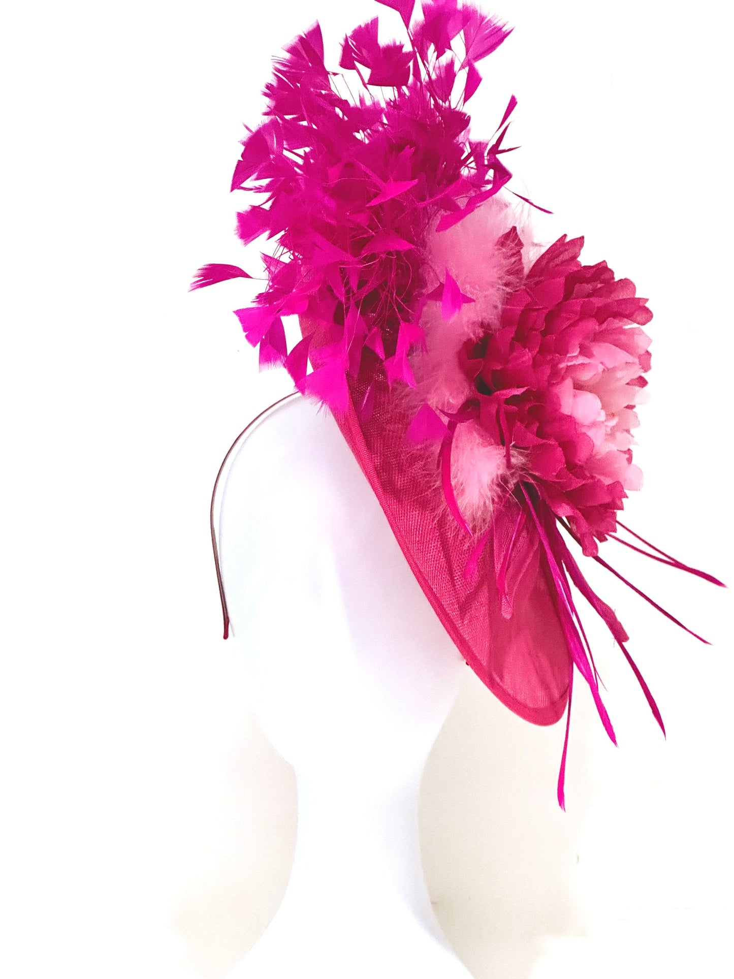 Hot Pink Pink Kentucky Derby Hat Fascinator,Wedding Fascinate  Derby Hat, Pink Church Wedding Fascinator, Garden Tea Party Hat