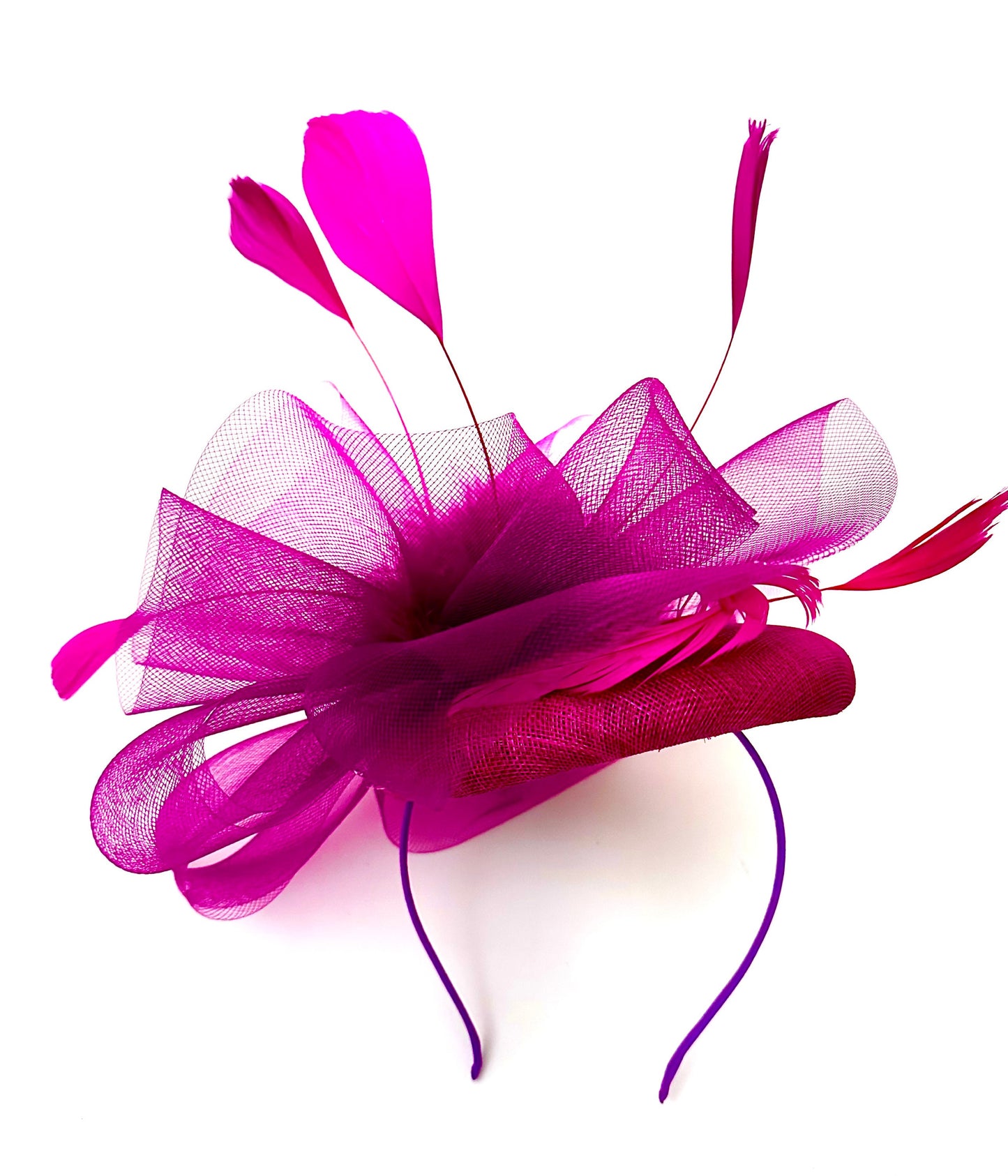 Royal Blue Fascinate Hat, Hot Pink, Pink, Black Fascinator Hat, Viva Magenta, White, Ivory, Yellow, Feather Hat, Church Wedding Hat