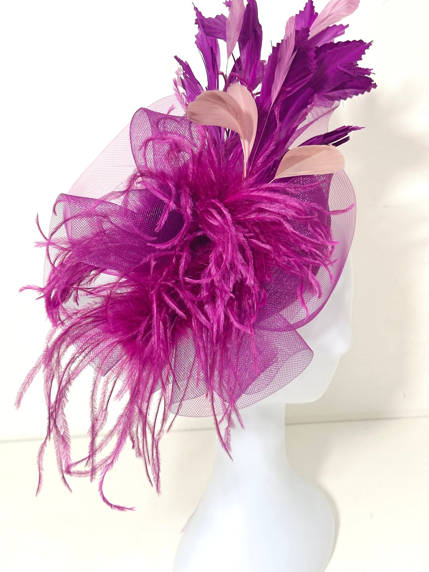 Magenta Plum Fascinator Hat, Kentucky Derby Hat Fascinator Headband, Church Wedding Fascinate Hat, Garden Tea Party Hat,