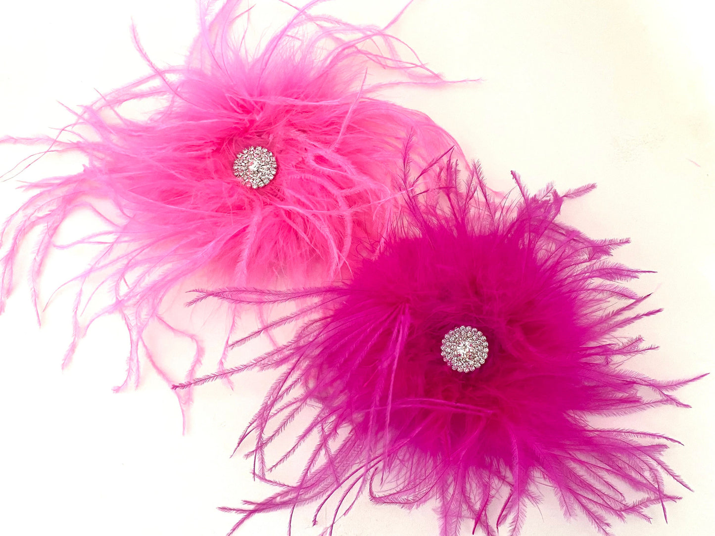 Hot Pink Feather Clip, Pink Hot Pink Feather Clip, Black Feather White Feather Red Feather Dance Costume Headpieces, Feather Hair Clips