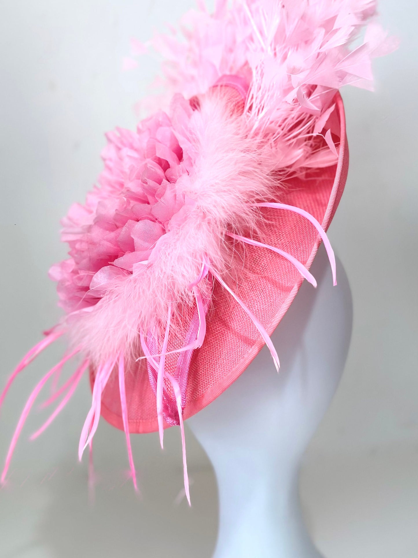 Hot Pink Pink Kentucky Derby Hat Fascinator,Wedding Fascinate  Derby Hat, Pink Church Wedding Fascinator, Garden Tea Party Hat