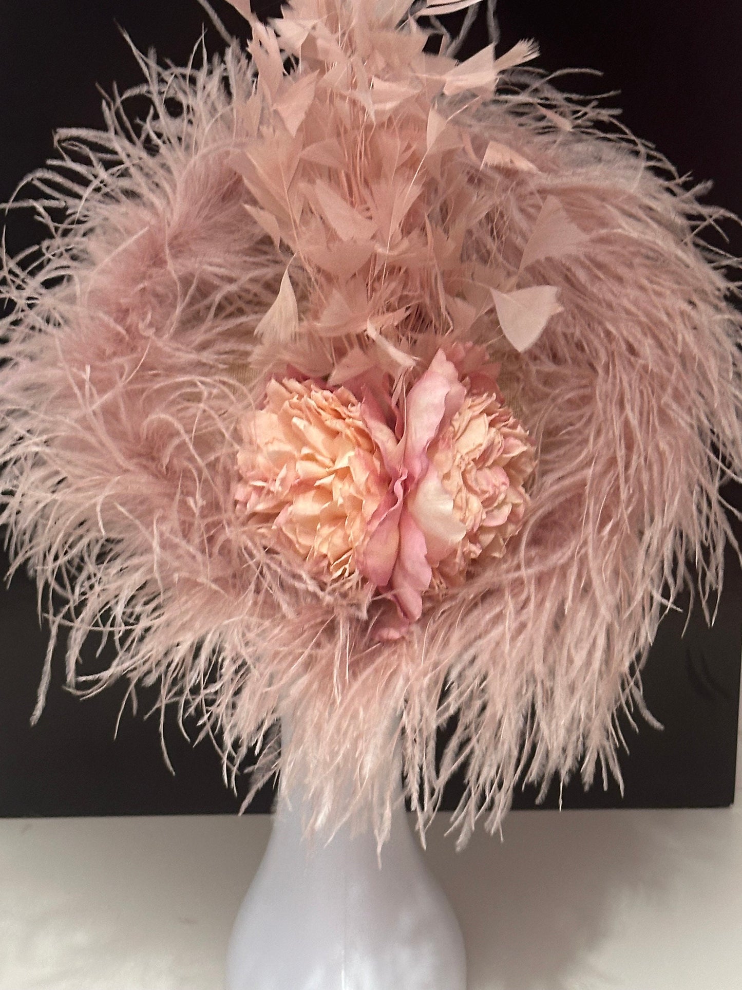 Couture Feather Fascinator Hat, Blush Fascinator Hat, Church Wedding Hat Fascinate, High Tea Hat, Fascinate, Feather Fascinator Hat