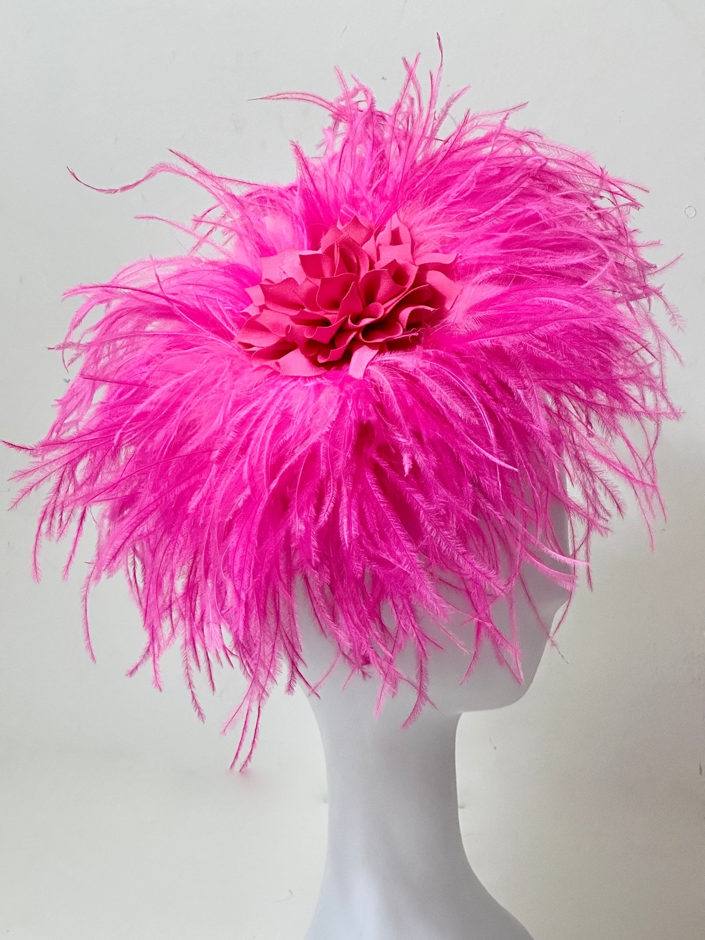 Pink Bright Pink Feather Fascinator Headband Hat, Pink Feather Church Hat, Pink Wedding  Fascinator Headband Hat,  Derby Hat Fascinate