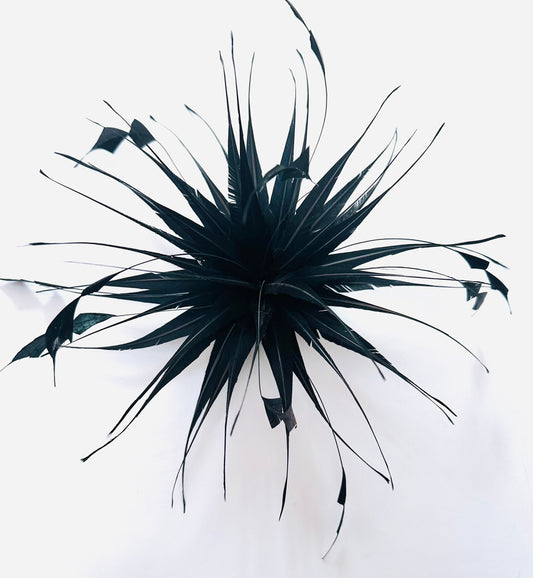 Black Feather Brooch Pin, Couture Feather Brooch, pin, black feather Geometric 3D hand cut feather, brooch, Feather Hair clip,