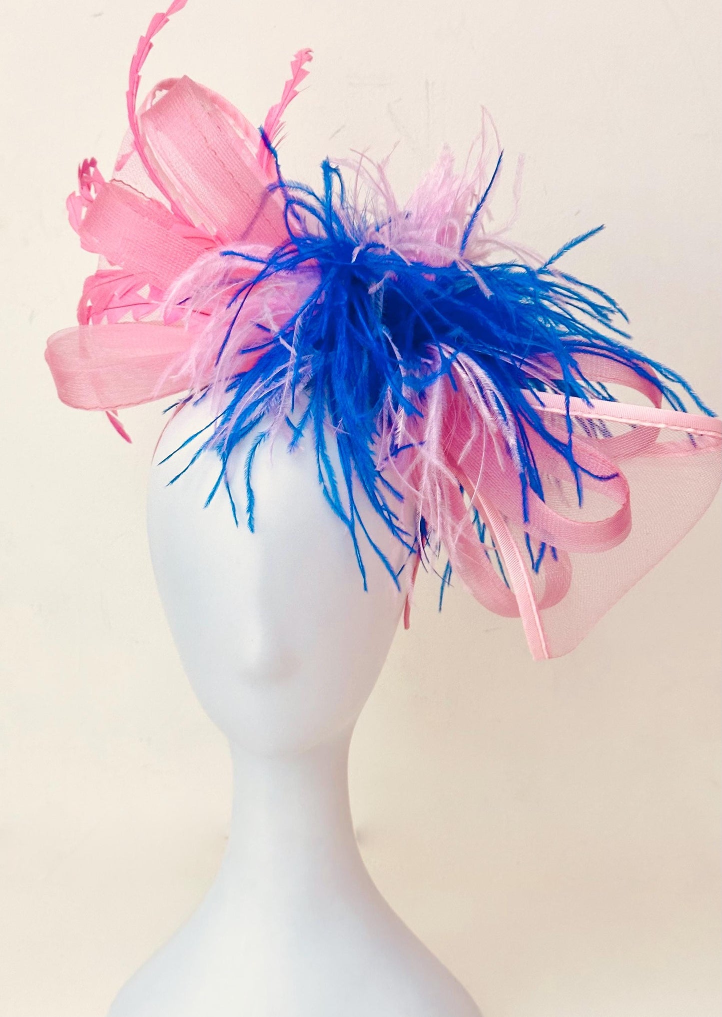 Pink Green Bow Headband, Kentucky Derby Hat Fascinator, All Feather Colors Big Bow Feather Bow Fascinator Hat Headband Church Wedding Derby