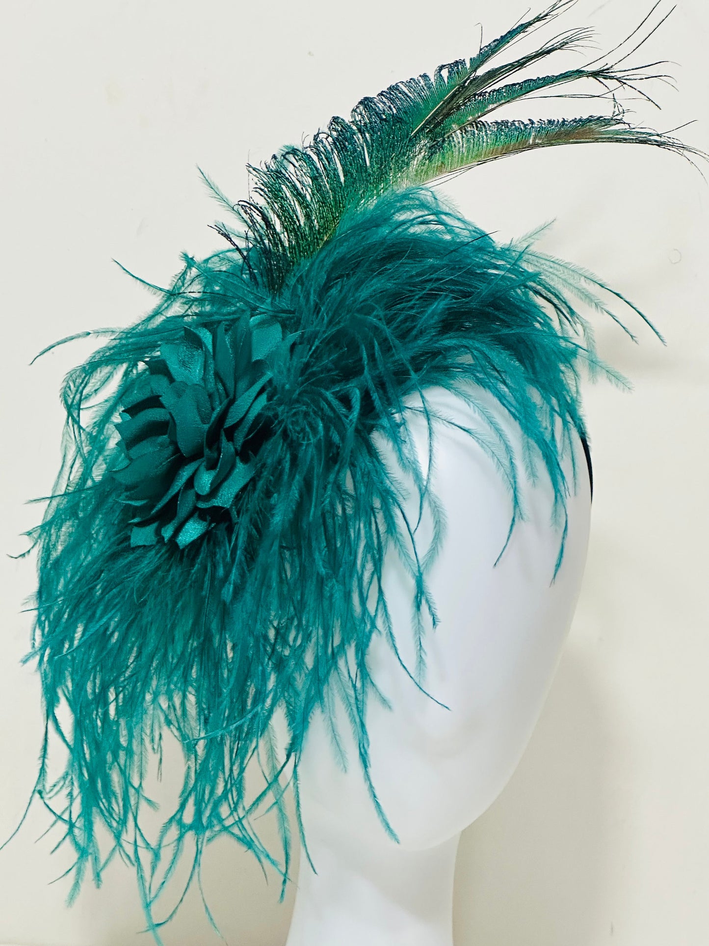 Peacock Fascinator Hat Feather Headband, Christmas Fascinator Hat, Headband Peacock Spheres Green Headband Fascinator Hat