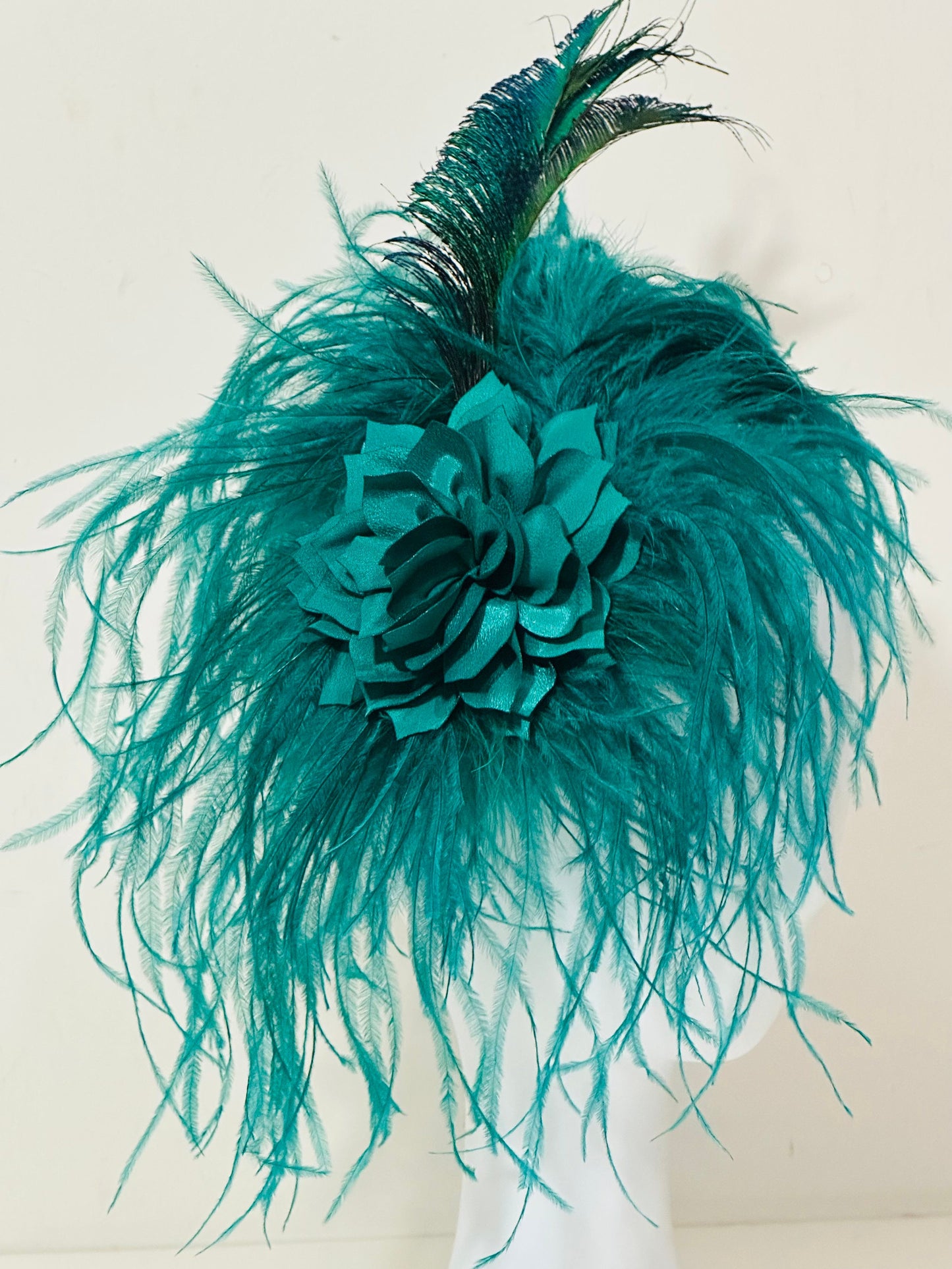 Peacock Fascinator Hat Feather Headband, Christmas Fascinator Hat, Headband Peacock Spheres Green Headband Fascinator Hat