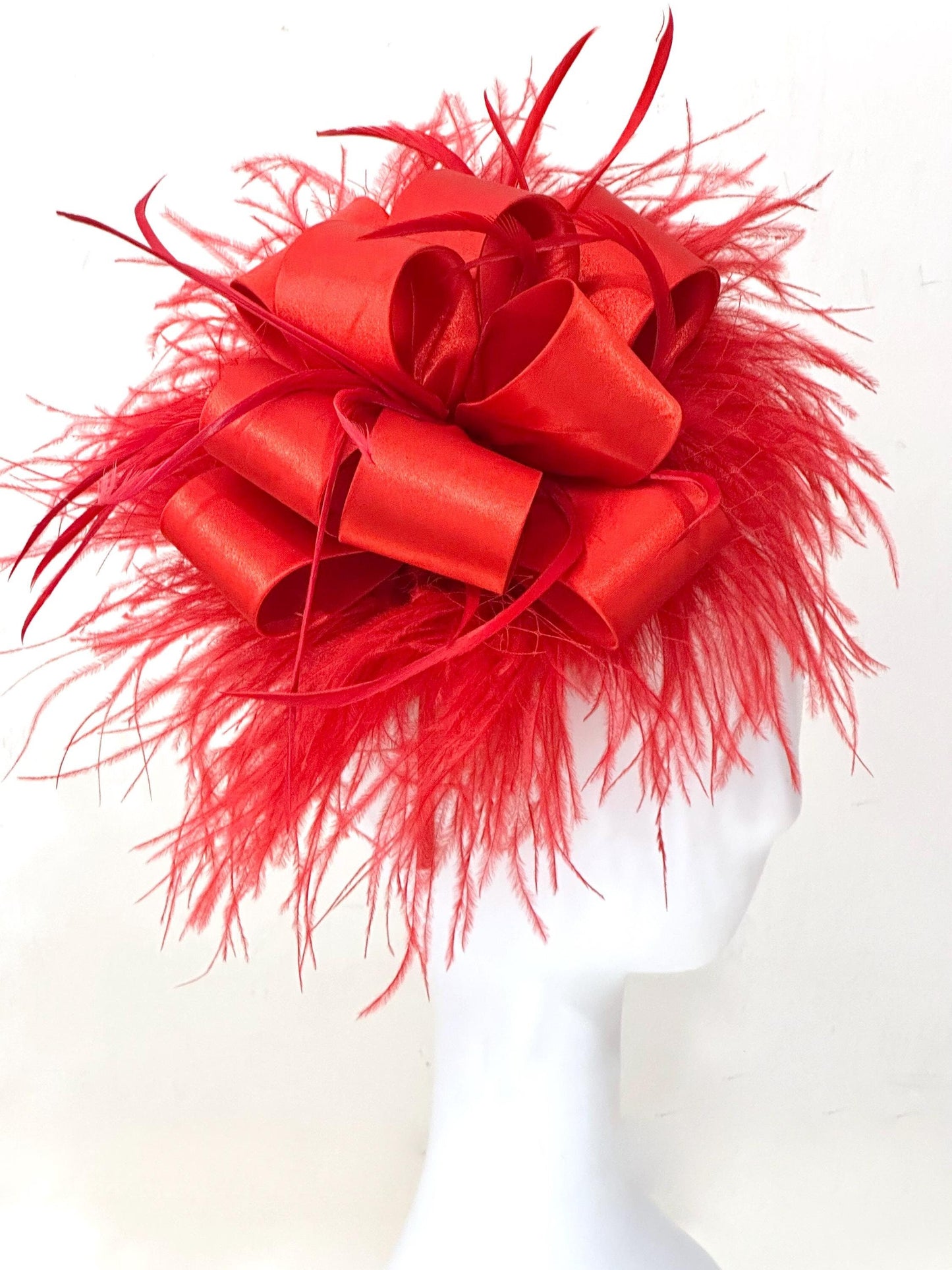 Red Fascinator Hat,  Christmas Fascinator Hat, Red Feather Fascinator Hat, Church Wedding Hat, Kentucky Derby Fascinator,Green,Navy