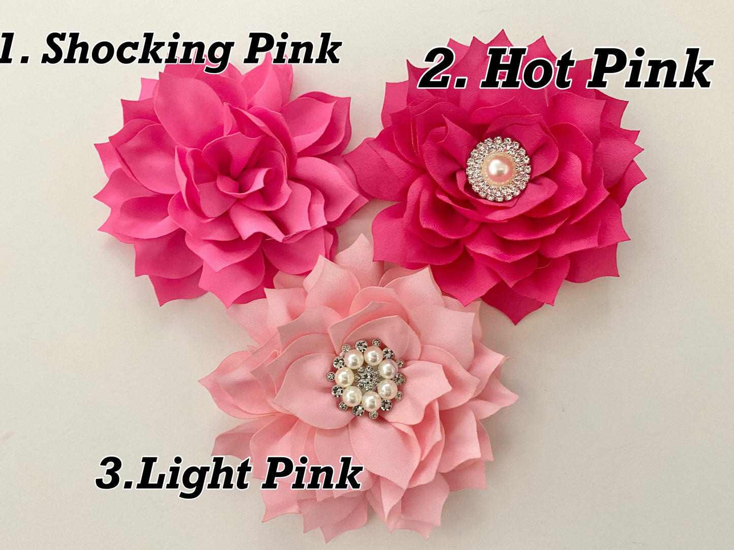 Blush Pale Pink, Hot Pink, Shocking Pink Hair Clips, Wedding Fascinator, Bachelorette Hair clip, Custom Feather Flower Clips, All colors