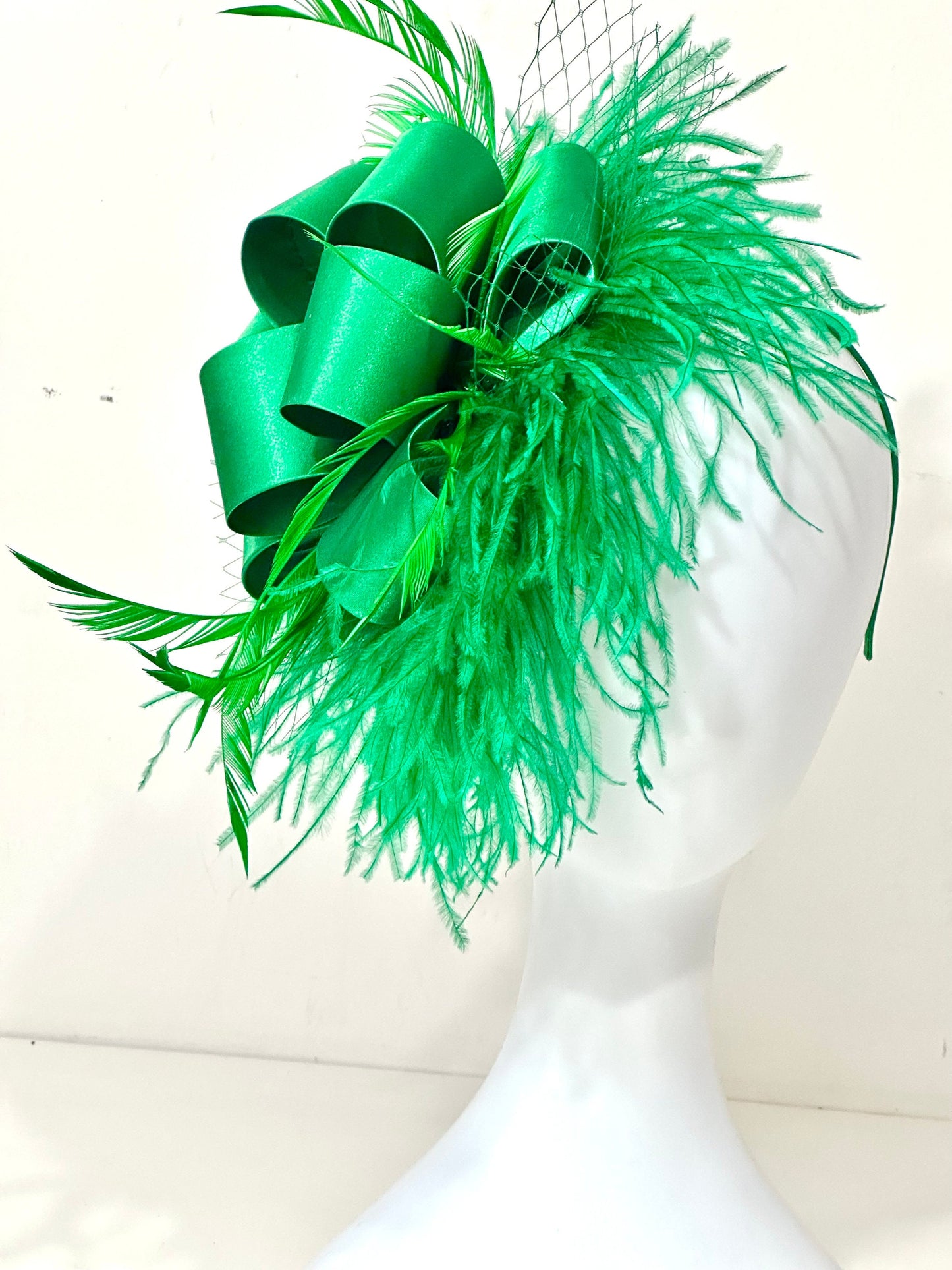 Red Fascinator Hat,  Christmas Fascinator Hat, Red Feather Fascinator Hat, Church Wedding Hat, Kentucky Derby Fascinator,Green,Navy