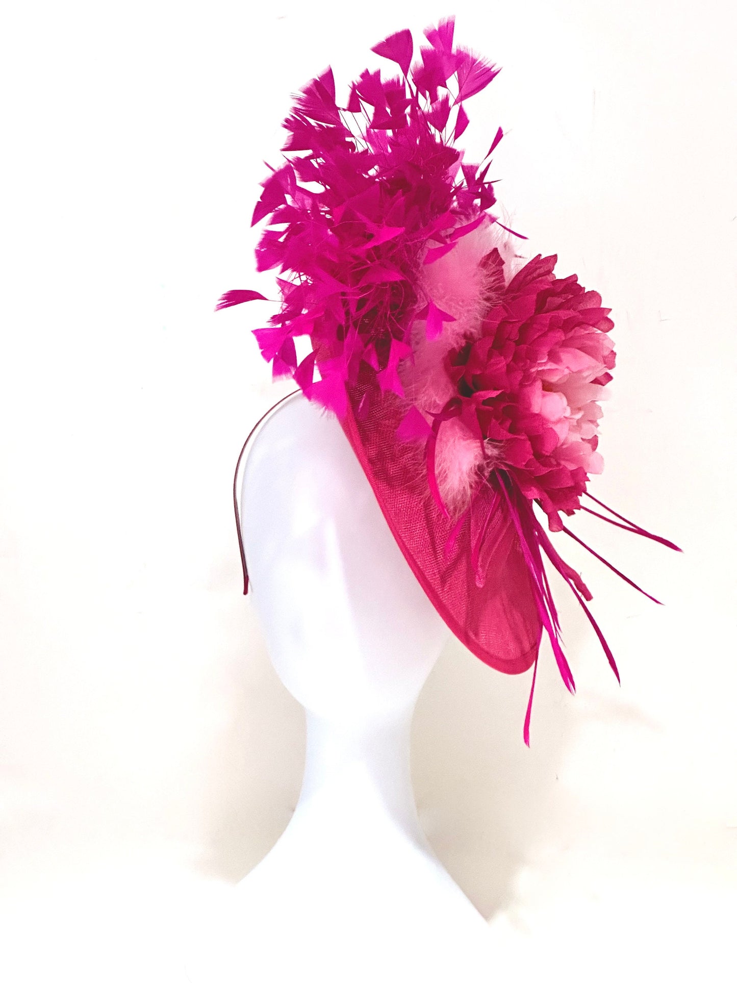 Hot Pink Pink Kentucky Derby Hat Fascinator,Wedding Fascinate  Derby Hat, Pink Church Wedding Fascinator, Garden Tea Party Hat