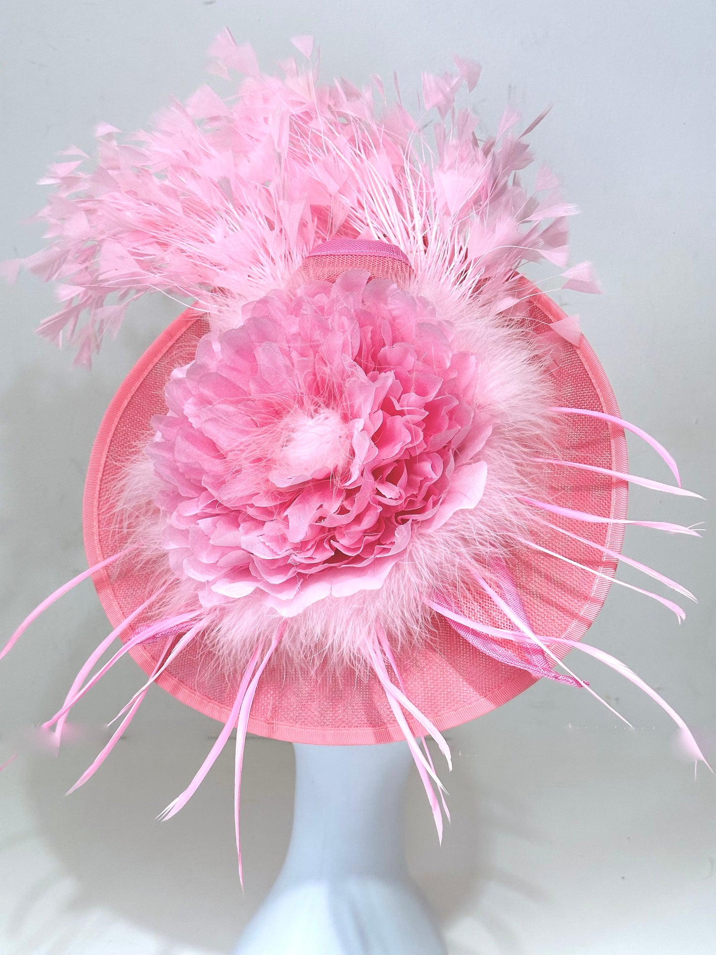 Hot Pink Pink Kentucky Derby Hat Fascinator,Wedding Fascinate  Derby Hat, Pink Church Wedding Fascinator, Garden Tea Party Hat