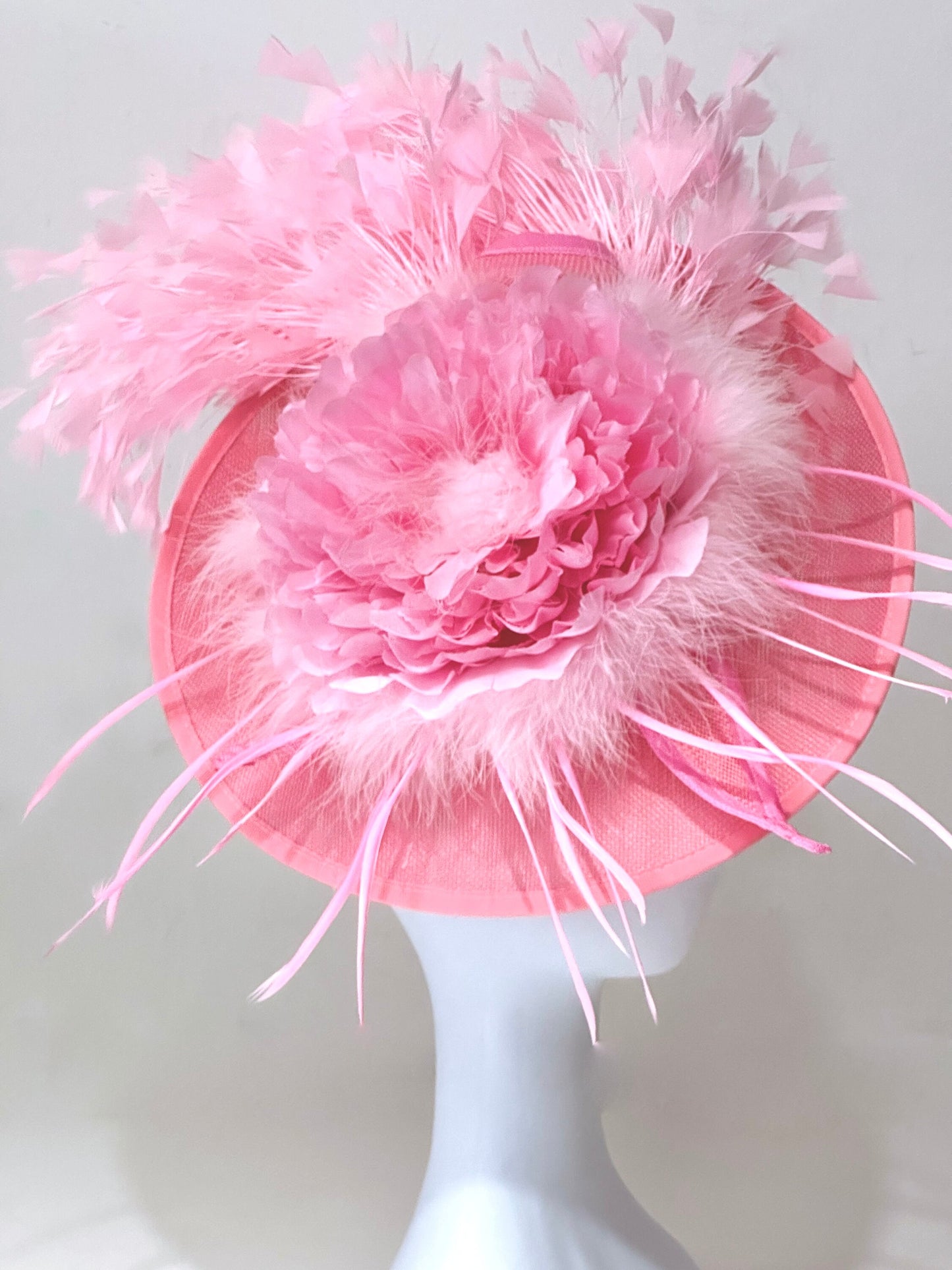 Hot Pink Pink Kentucky Derby Hat Fascinator,Wedding Fascinate  Derby Hat, Pink Church Wedding Fascinator, Garden Tea Party Hat