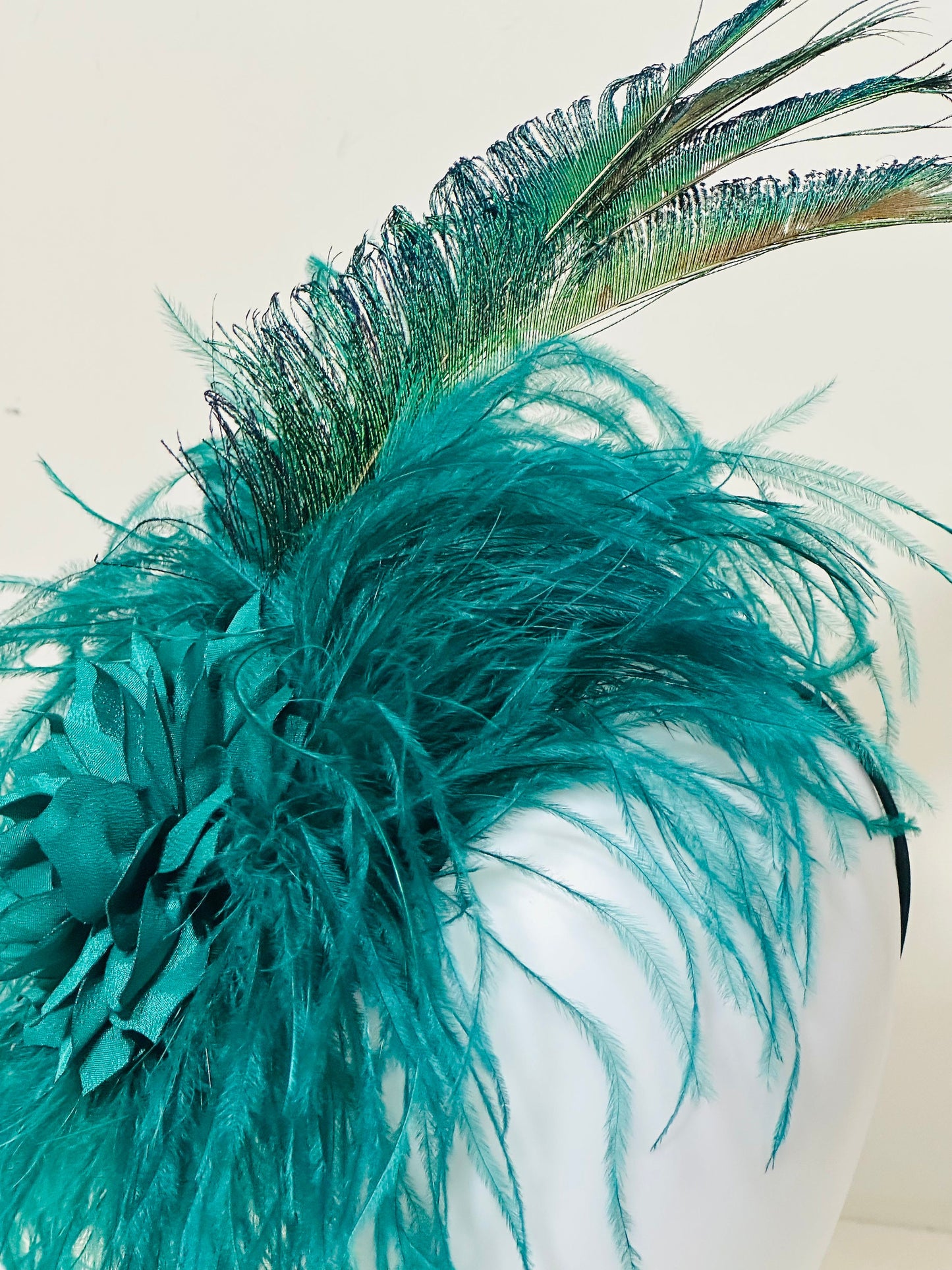 Peacock Fascinator Hat Feather Headband, Christmas Fascinator Hat, Headband Peacock Spheres Green Headband Fascinator Hat