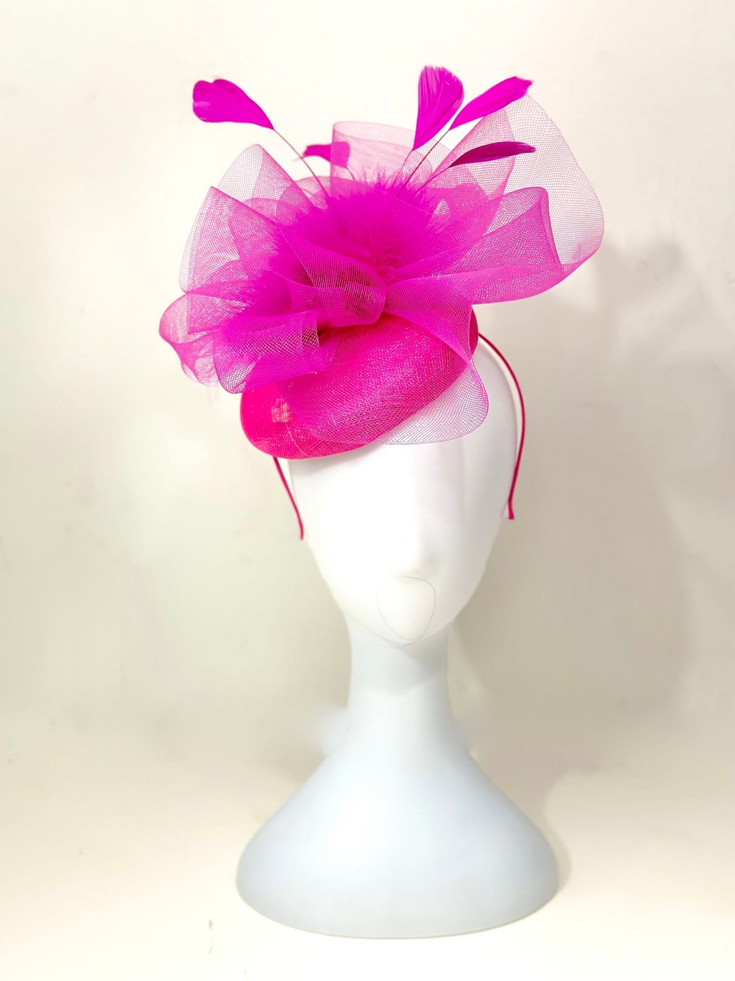 Royal Blue Fascinate Hat, Hot Pink, Pink, Black Fascinator Hat, Viva Magenta, White, Ivory, Yellow, Feather Hat, Church Wedding Hat