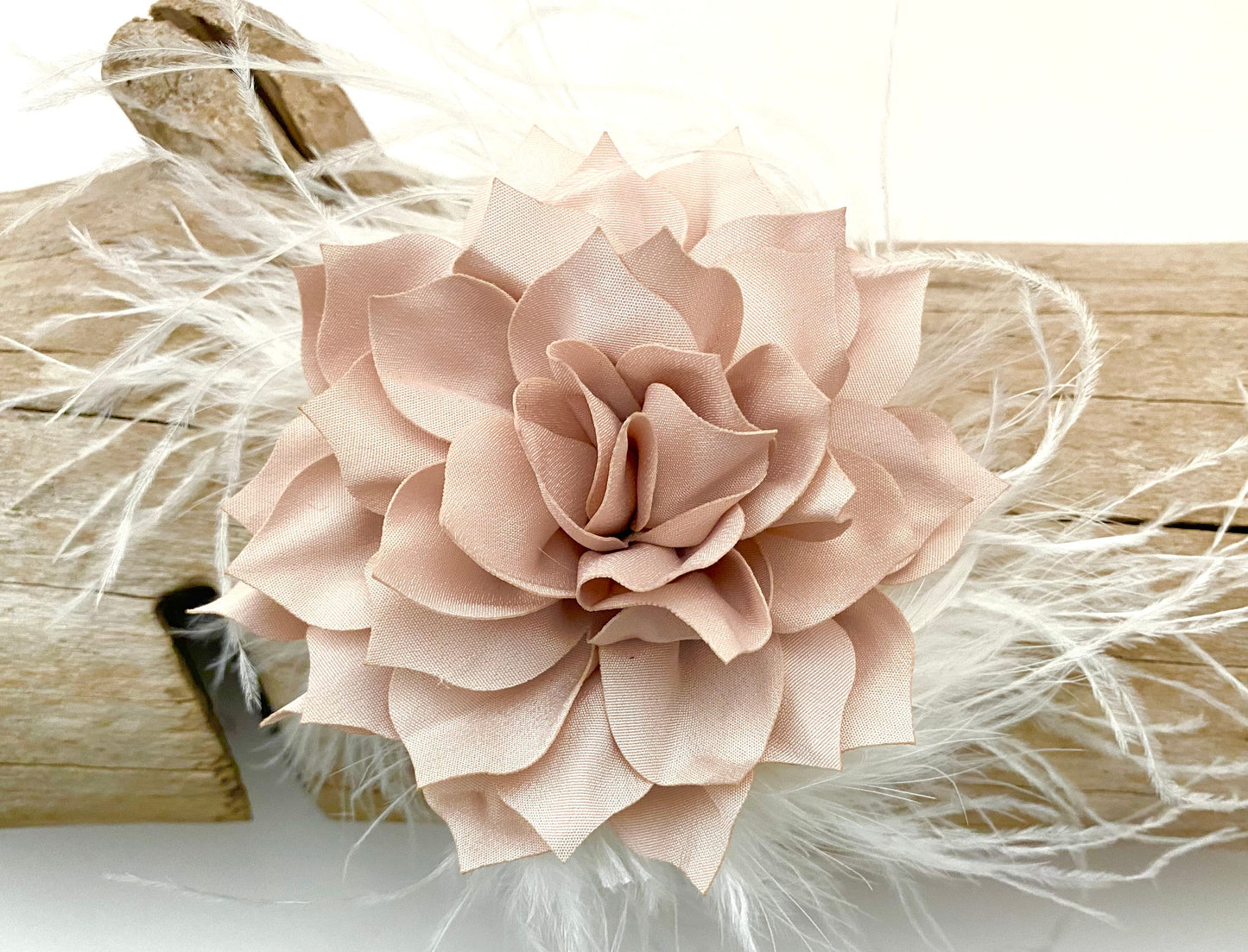 Wedding Flowers Champagne  Beige, Dusty Rose Flower Clips, Wedding Bridal Flowers Hair Clip,Custom Flower Feather Clips, all color