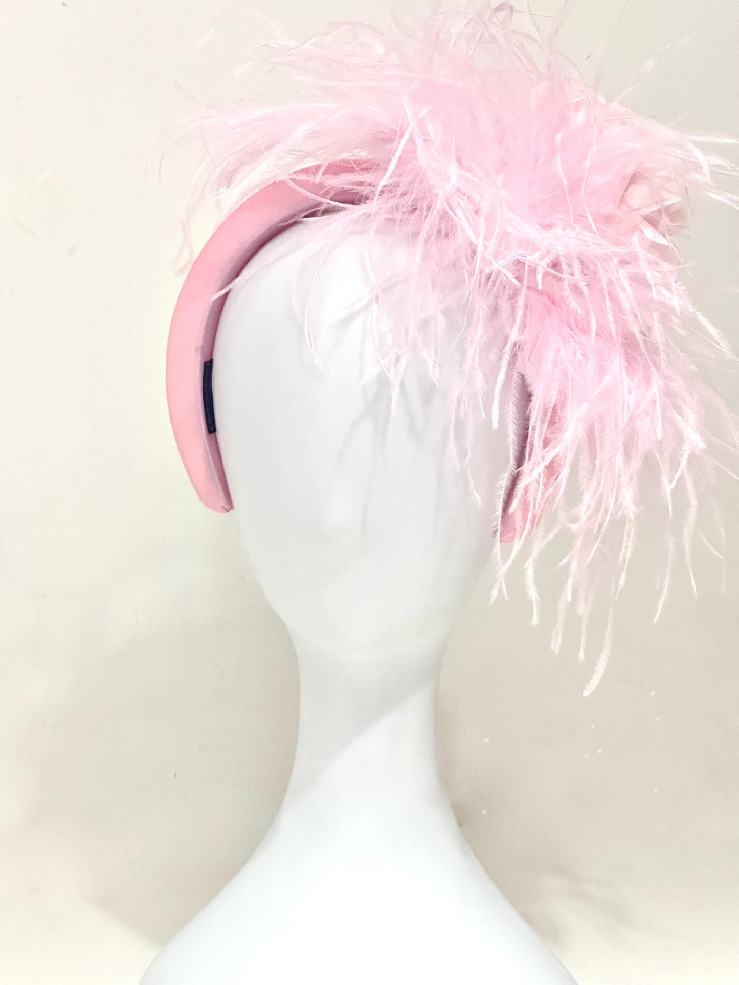 Pink Fascinator Bespoke Feather Headband, Hot Pink Pink Bridal Veil Flower Feather Fascinator Headband, Church Wedding Fascinate Hat