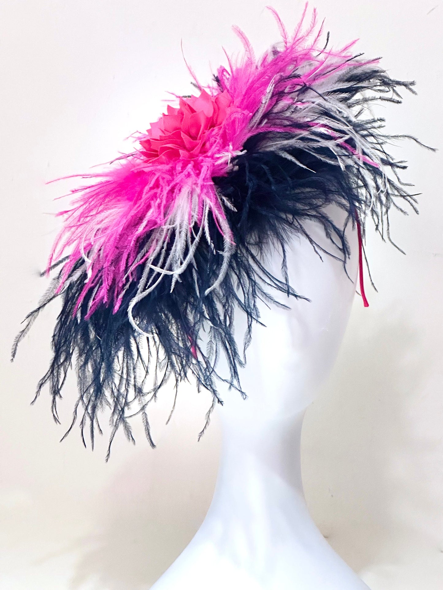 White Kentucky Derby Fascinator Headband Hat, Custom Blended Feather Fascinator Headband, White Pink Coral Lavender Yellow Derby Fascinator