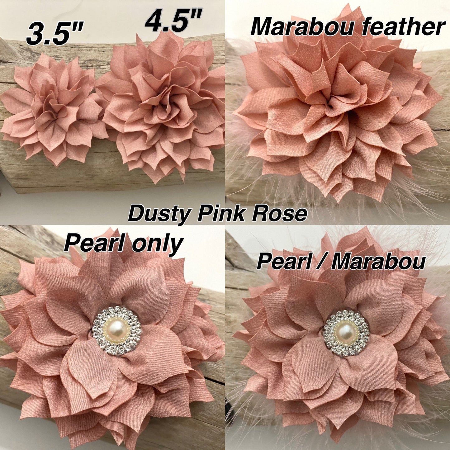 Champagne Beige, Blush, Dusty Rose, Pink, Lilac Flower Feather Clip, Wedding Bridal Flower Hair Clips, Wedding Headpieces, Custom Hairpiece