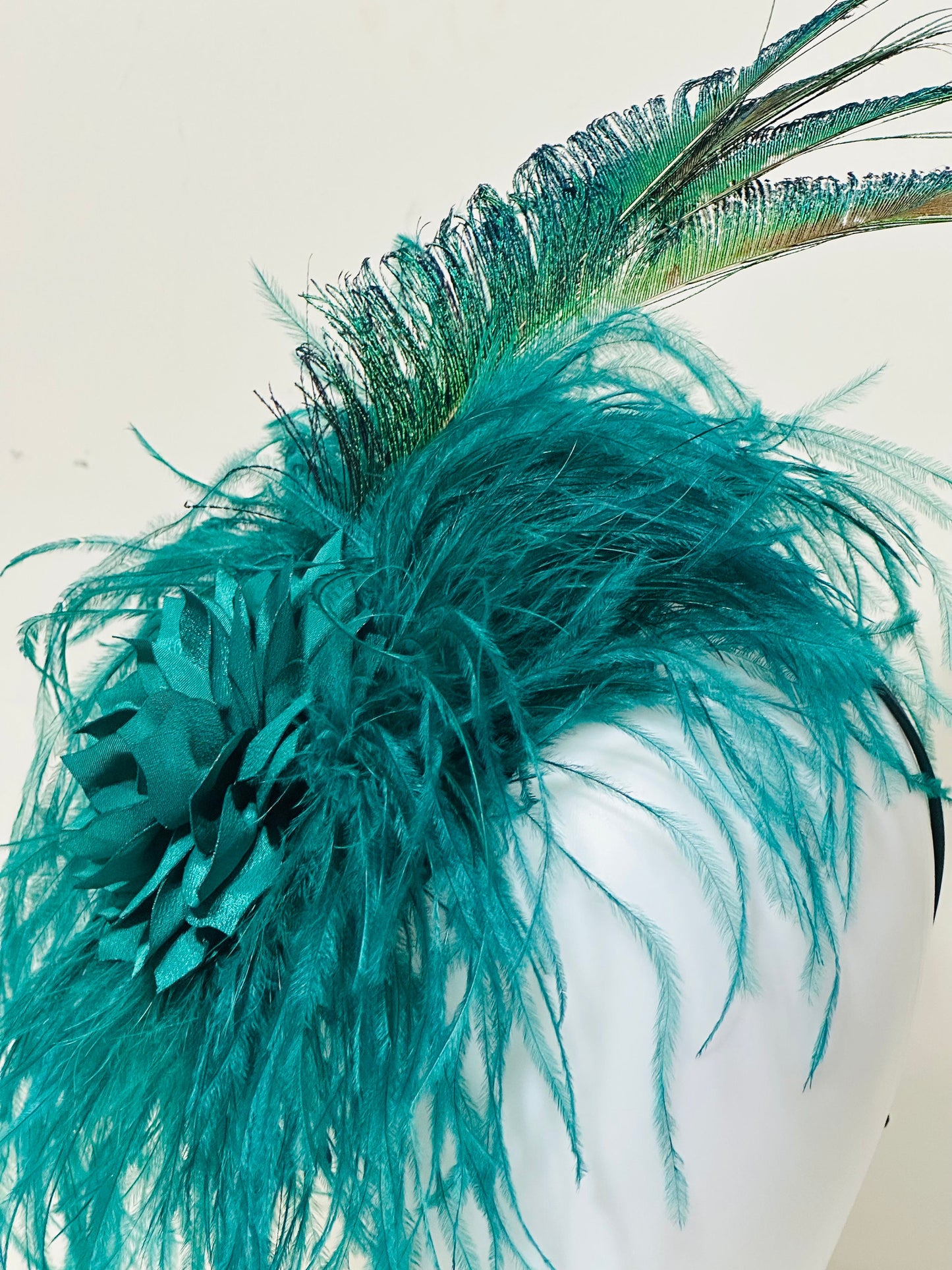 Peacock Fascinator Hat Feather Headband, Christmas Fascinator Hat, Headband Peacock Spheres Green Headband Fascinator Hat