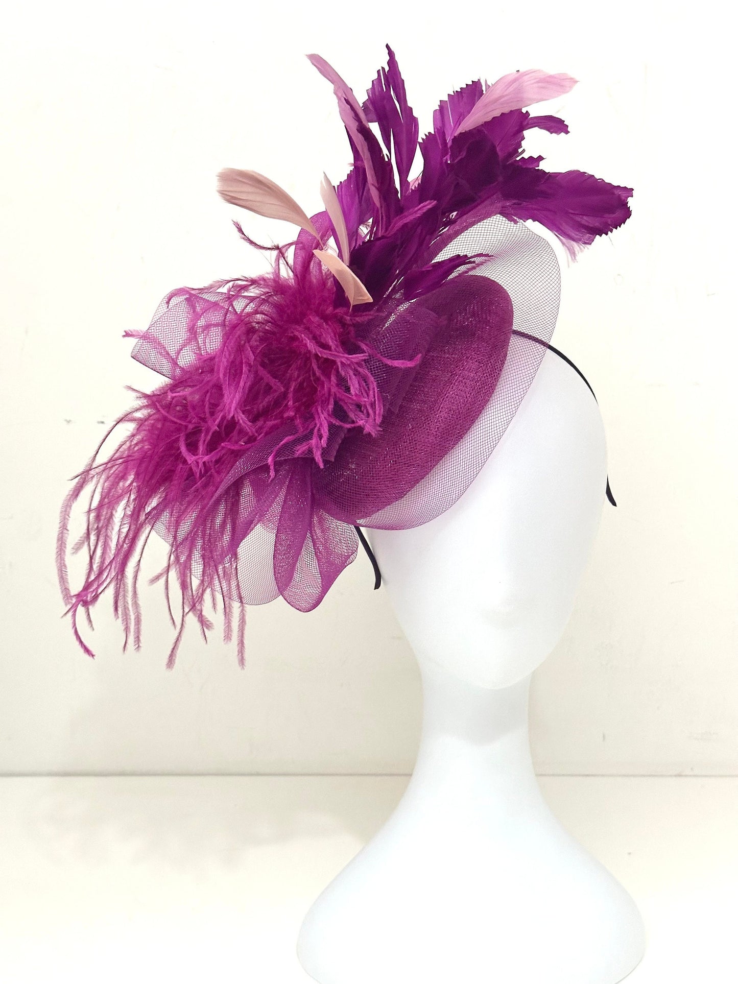 Magenta Plum Fascinator Hat, Kentucky Derby Hat Fascinator Headband, Church Wedding Fascinate Hat, Garden Tea Party Hat,