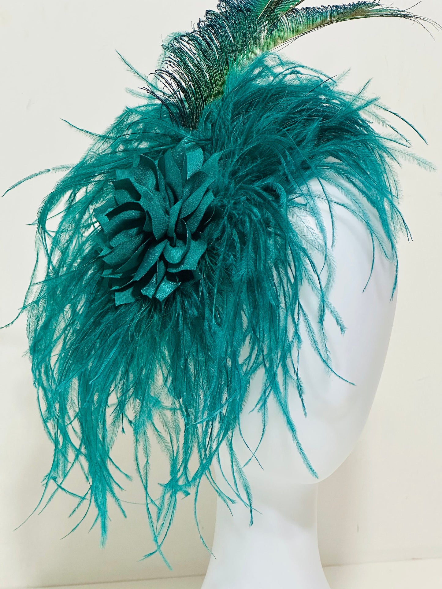 Peacock Fascinator Hat Feather Headband, Christmas Fascinator Hat, Headband Peacock Spheres Green Headband Fascinator Hat