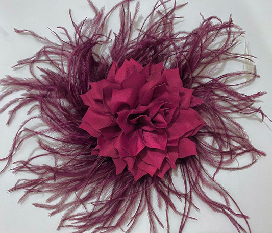 Burgundy Wine Fascinator Hat Clip, Red Wine Flower Feather Clip, Wedding headpiece, Navy, Black, Blush, Dusty Rose,Blush Fascinator Clip