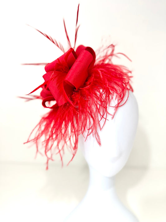 Red Fascinator Hat,  Christmas Fascinator Hat, Red Feather Fascinator Hat, Church Wedding Hat, Kentucky Derby Fascinator,Green,Navy