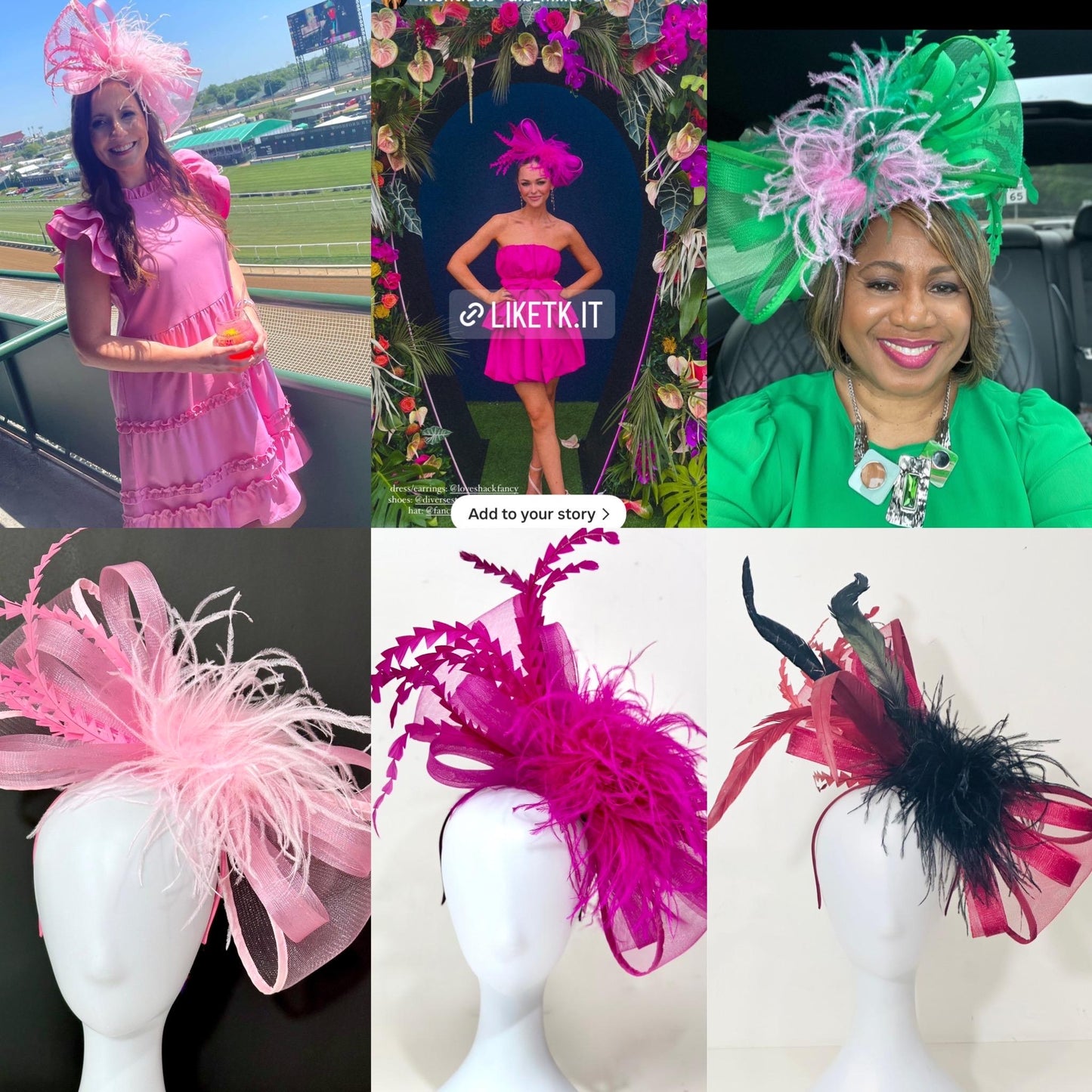 Magenta Pink Bow Feather Headband Fascinator, Custom Feather Bow Fascinator, Kentucky Derby Hat Fascinator Headband, Green, Hot Pink, White