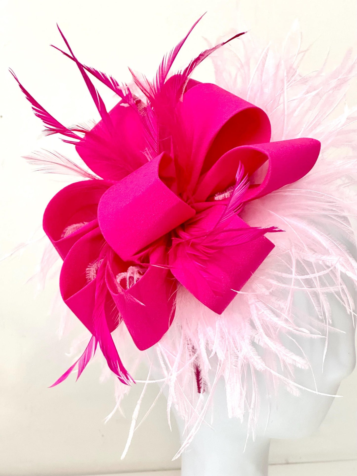 Pink Hot Pink Fascinator Hat Headband, Kentucky Derby Hat Fascinator, Pink Feather Hat Fascinator, Church Wedding Hat Fascinator Headband