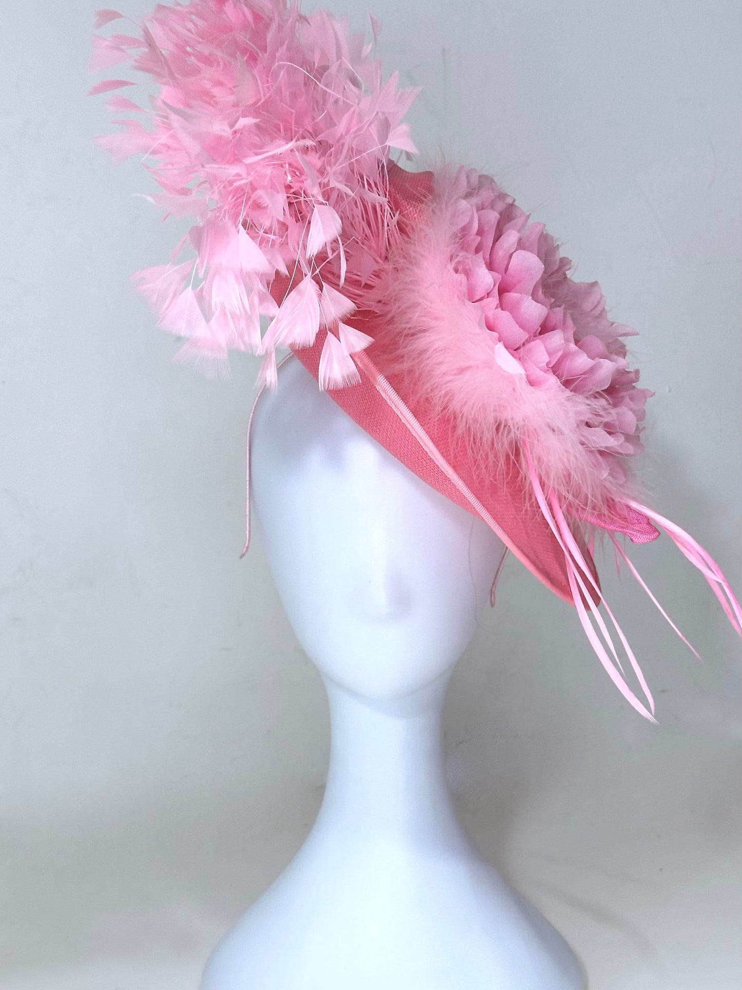 Hot Pink Pink Kentucky Derby Hat Fascinator,Wedding Fascinate  Derby Hat, Pink Church Wedding Fascinator, Garden Tea Party Hat