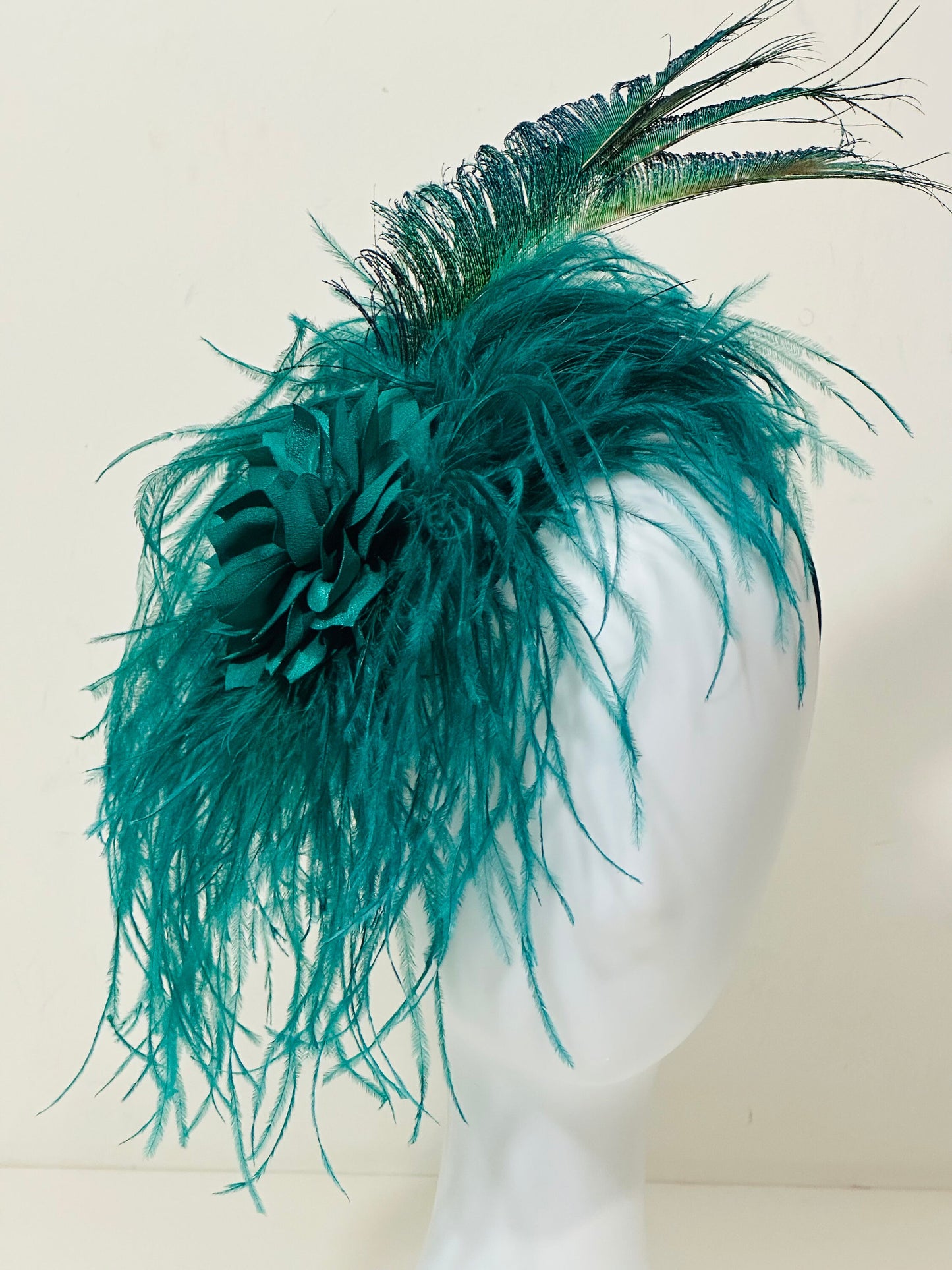 Peacock Fascinator Hat Feather Headband, Christmas Fascinator Hat, Headband Peacock Spheres Green Headband Fascinator Hat