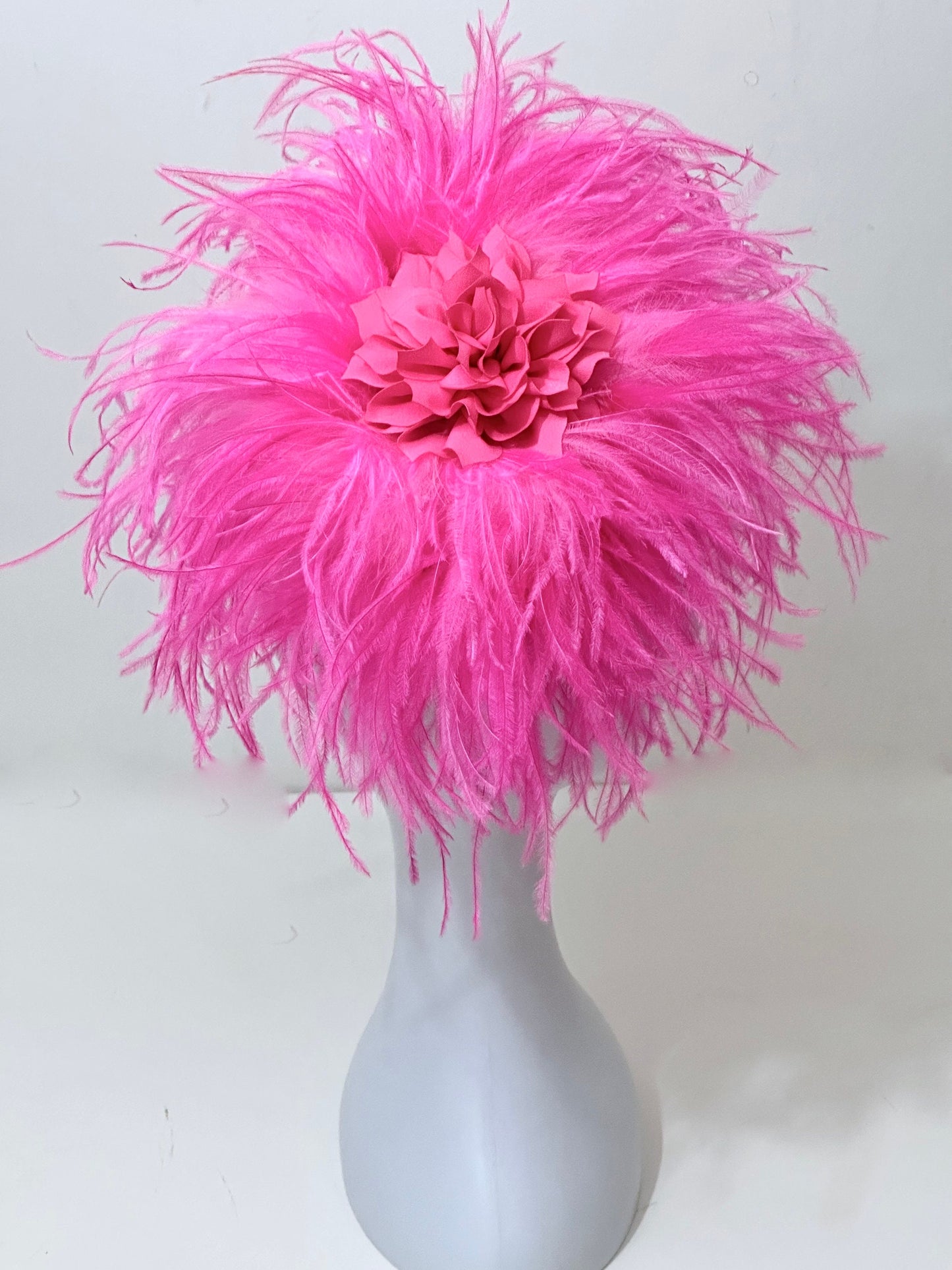 Pink Bright Pink Feather Fascinator Headband Hat, Pink Feather Church Hat, Pink Wedding  Fascinator Headband Hat,  Derby Hat Fascinate