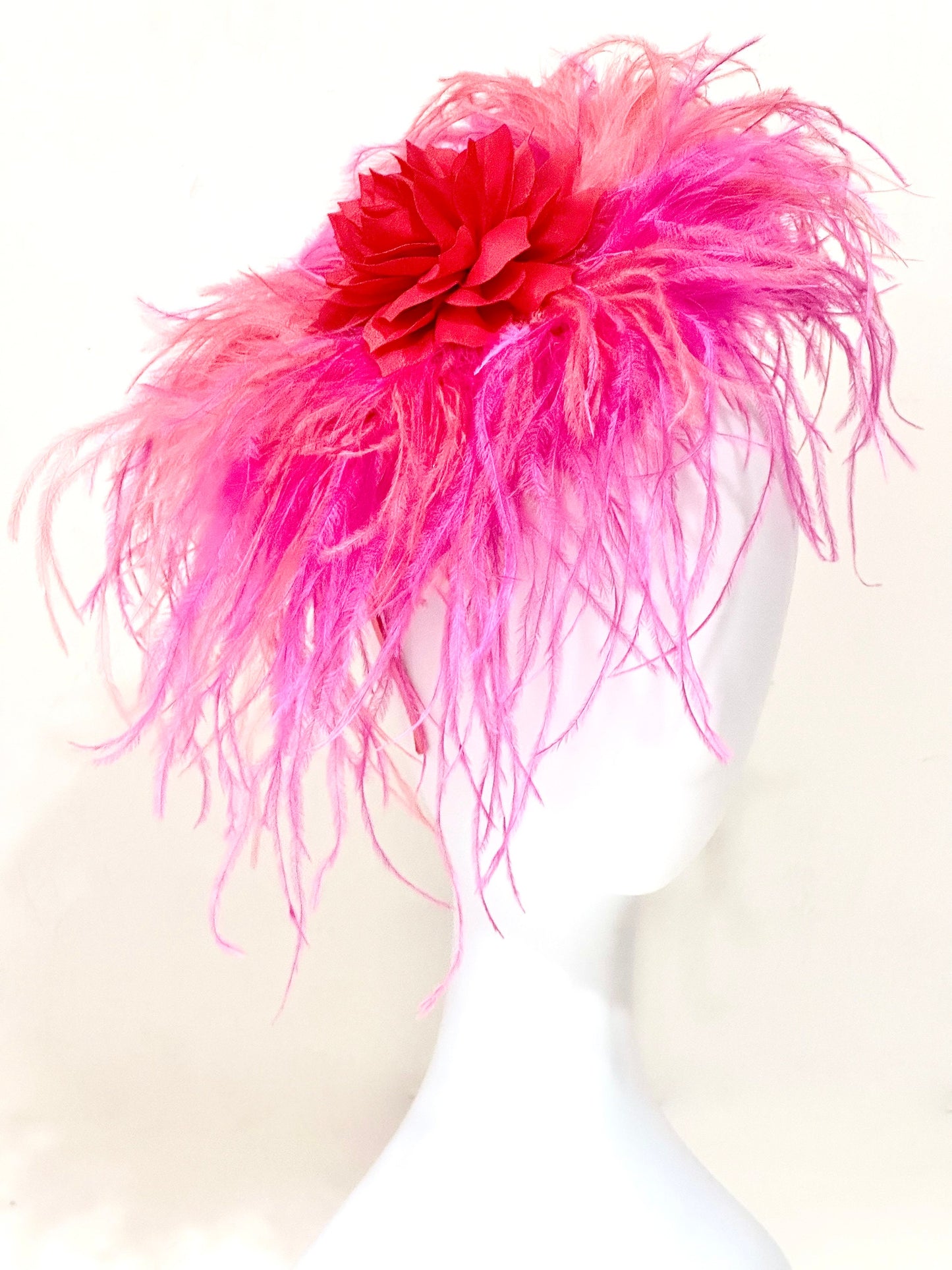 White Kentucky Derby Fascinator Headband Hat, Custom Blended Feather Fascinator Headband, White Pink Coral Lavender Yellow Derby Fascinator