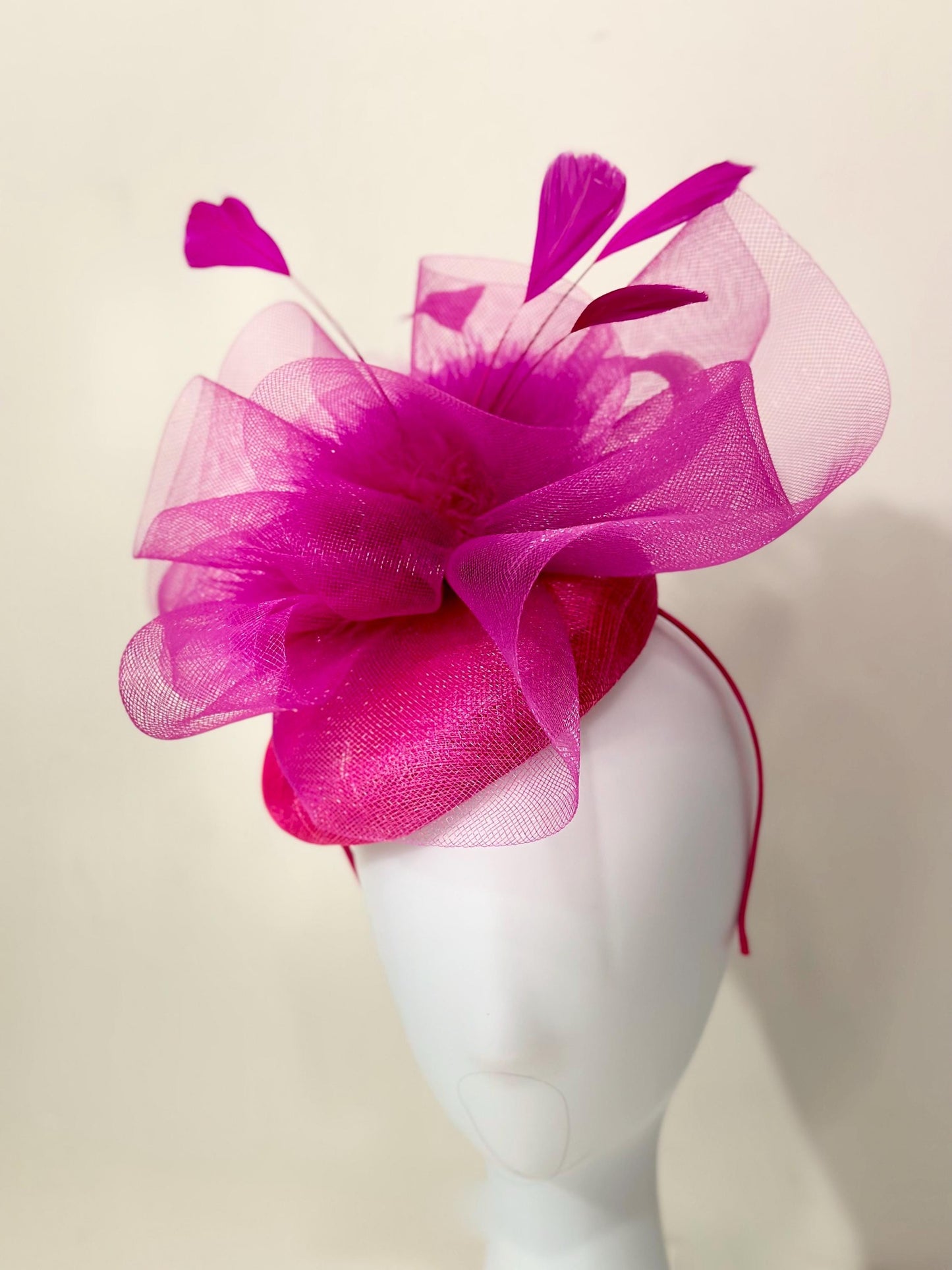 Royal Blue Fascinate Hat, Hot Pink, Pink, Black Fascinator Hat, Viva Magenta, White, Ivory, Yellow, Feather Hat, Church Wedding Hat