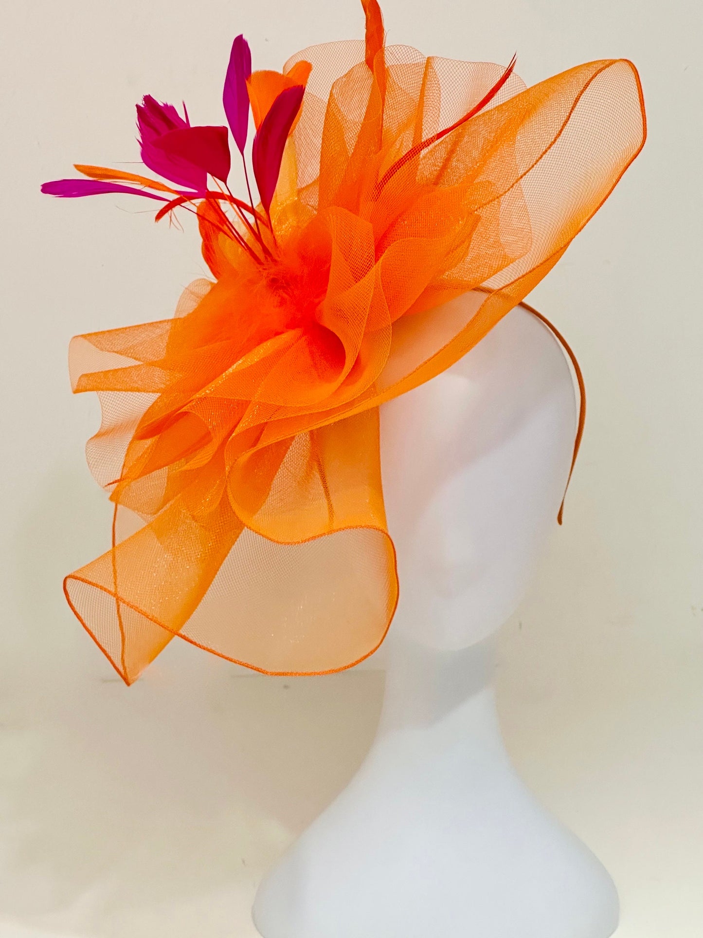 Pink Navy White Kentucky Derby Hat Fascinator Headband, Fuchsia Pink Navy White Big Derby Hat, Wedding Hat, Fancy Garden Party Church Hat,