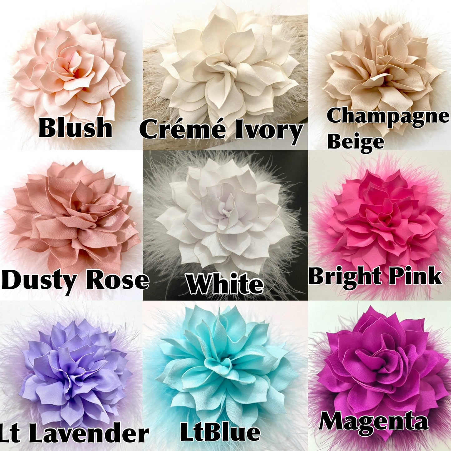 Flower Clips, Brooch Pin, Wedding Flowers Blush, Dusty Rose Pink, Lilac, Purple, Mint, Lavender, Champagne Beige Clips/ Brooch Pins