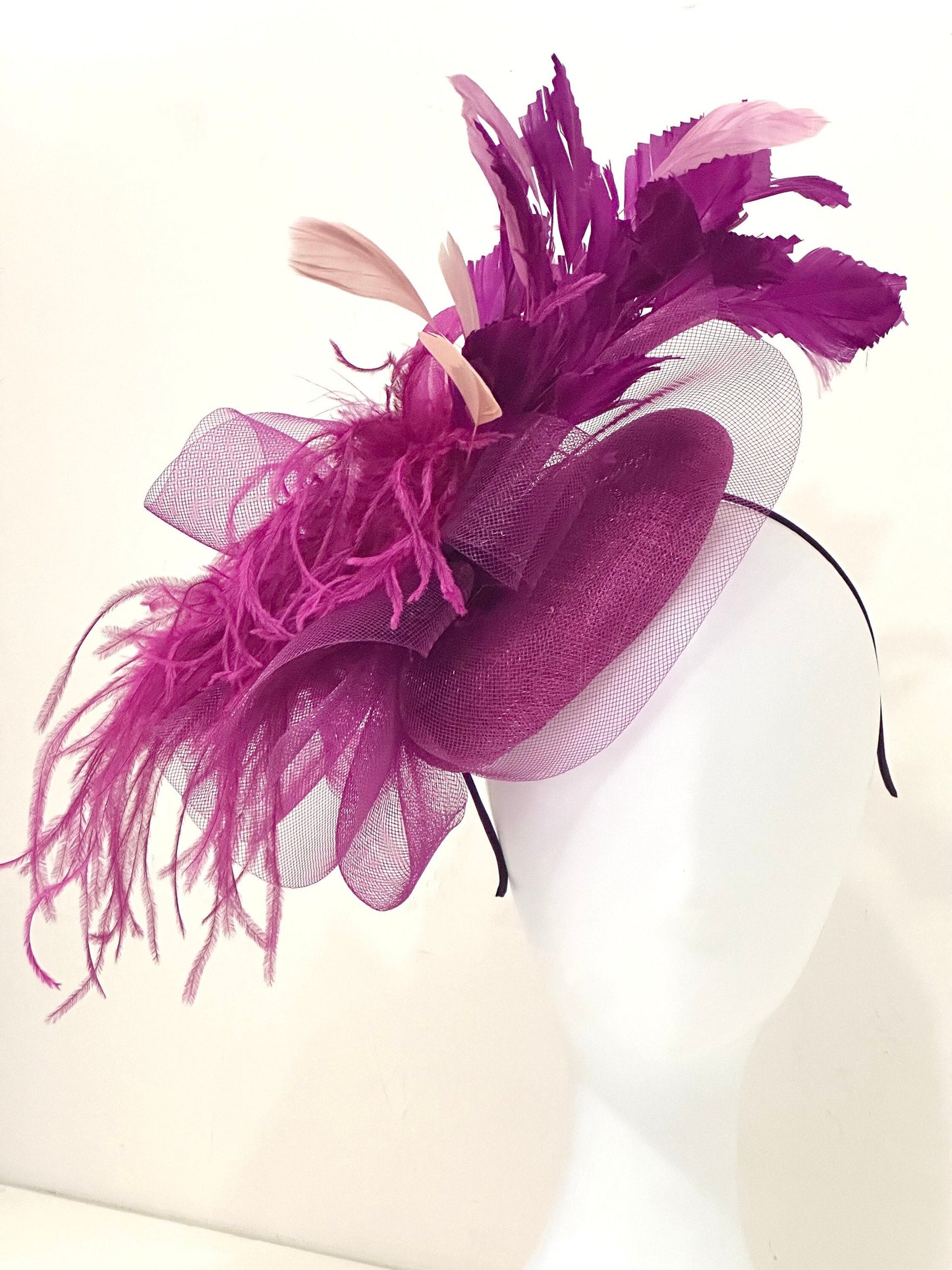 Magenta Plum Fascinator Hat, Kentucky Derby Hat Fascinator Headband, Church Wedding Fascinate Hat, Garden Tea Party Hat,