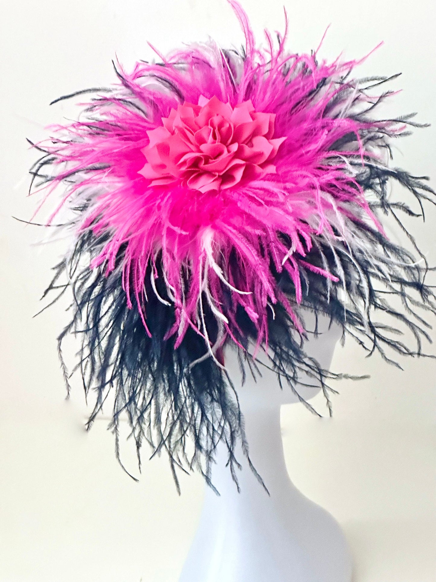 White Kentucky Derby Fascinator Headband Hat, Custom Blended Feather Fascinator Headband, White Pink Coral Lavender Yellow Derby Fascinator