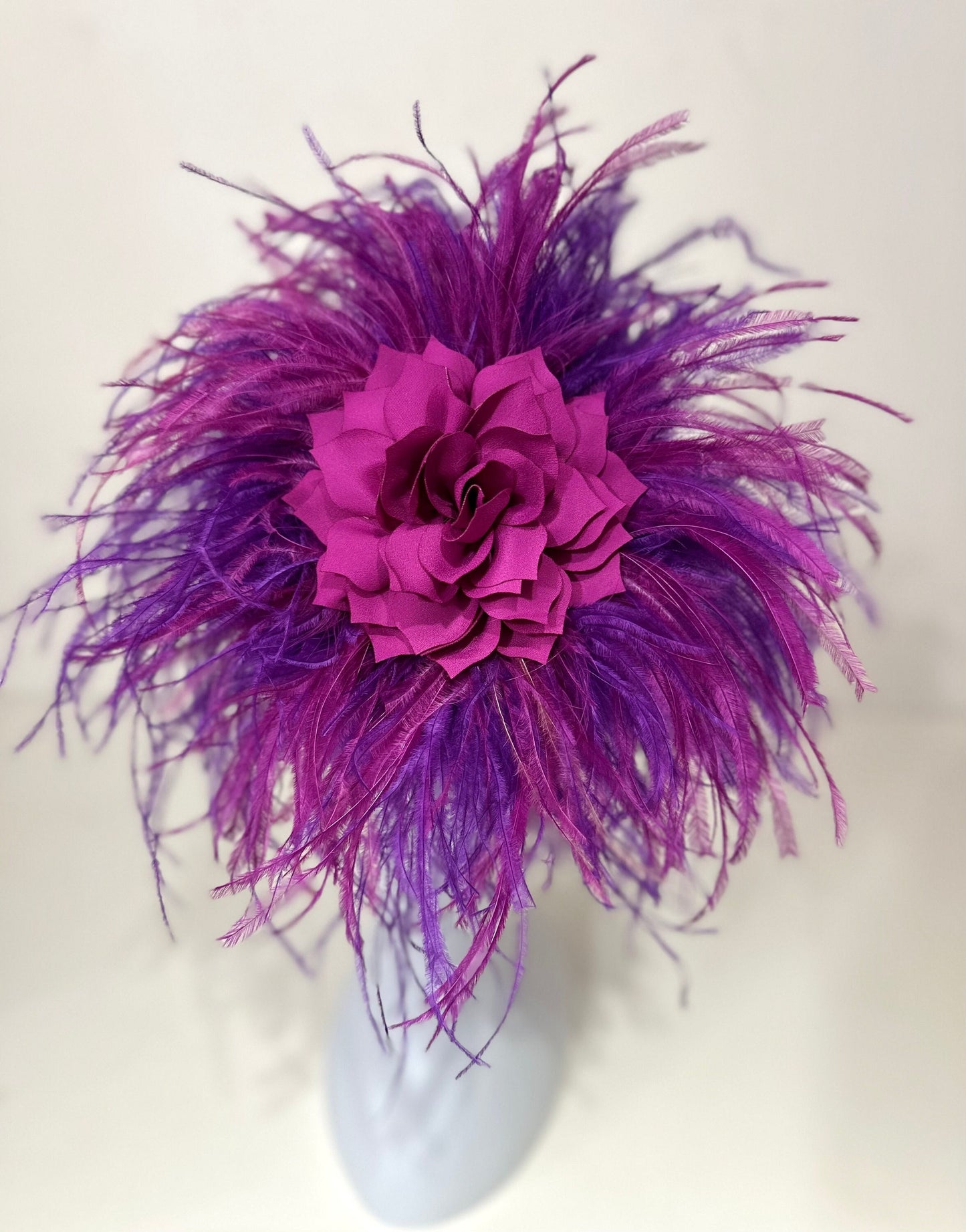 Magenta Plum Fasciantor Headband, Feather Bespoke Headband, Kentucky Derby Hat Fascinator,Magenta Wedding Fascinator Headband