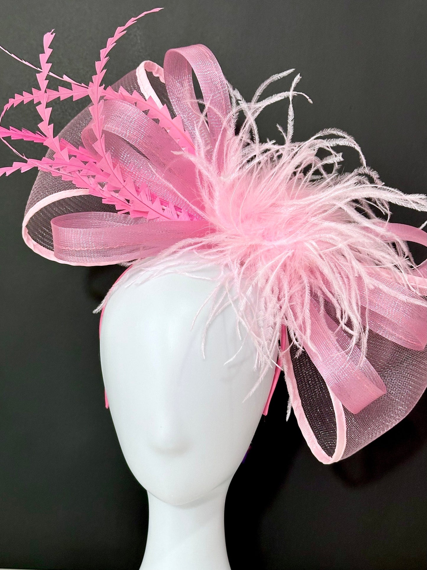 Magenta Pink Bow Feather Headband Fascinator, Custom Feather Bow Fascinator, Kentucky Derby Hat Fascinator Headband, Green, Hot Pink, White