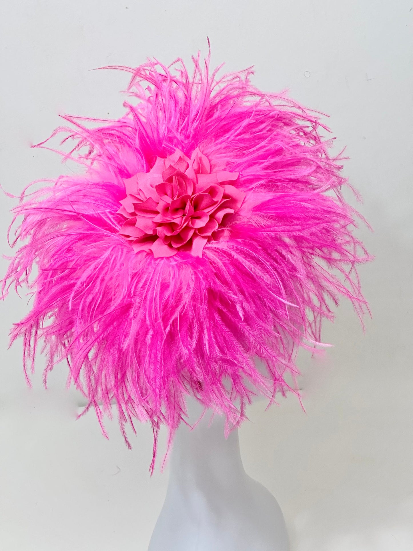 Pink Bright Pink Feather Fascinator Headband Hat, Pink Feather Church Hat, Pink Wedding  Fascinator Headband Hat,  Derby Hat Fascinate