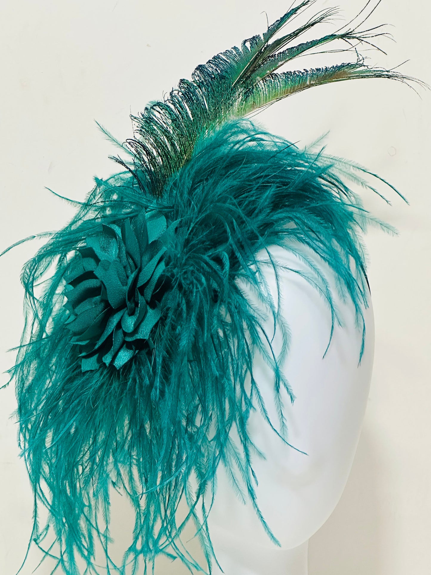 Peacock Fascinator Hat Feather Headband, Christmas Fascinator Hat, Headband Peacock Spheres Green Headband Fascinator Hat