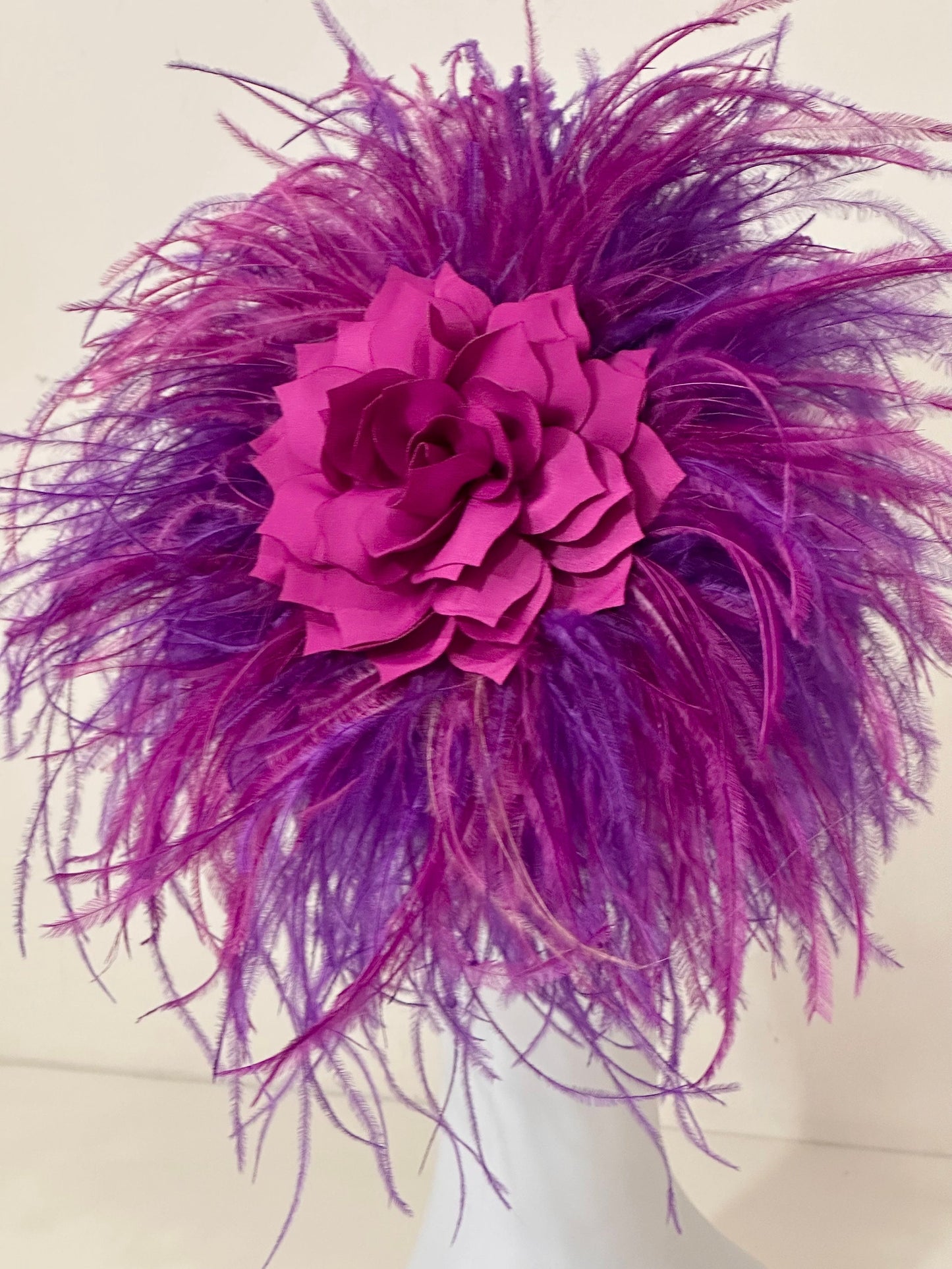 Magenta Plum Fasciantor Headband, Feather Bespoke Headband, Kentucky Derby Hat Fascinator,Magenta Wedding Fascinator Headband