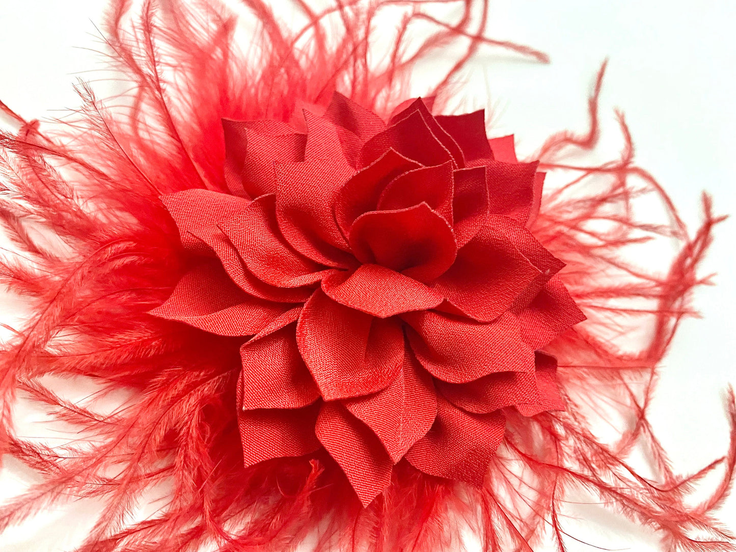 Red Flower Clips, Red Hair Clips, Red Feather Clip, White, Green, Emerald, Hunter Green Burgundy Feather Clips