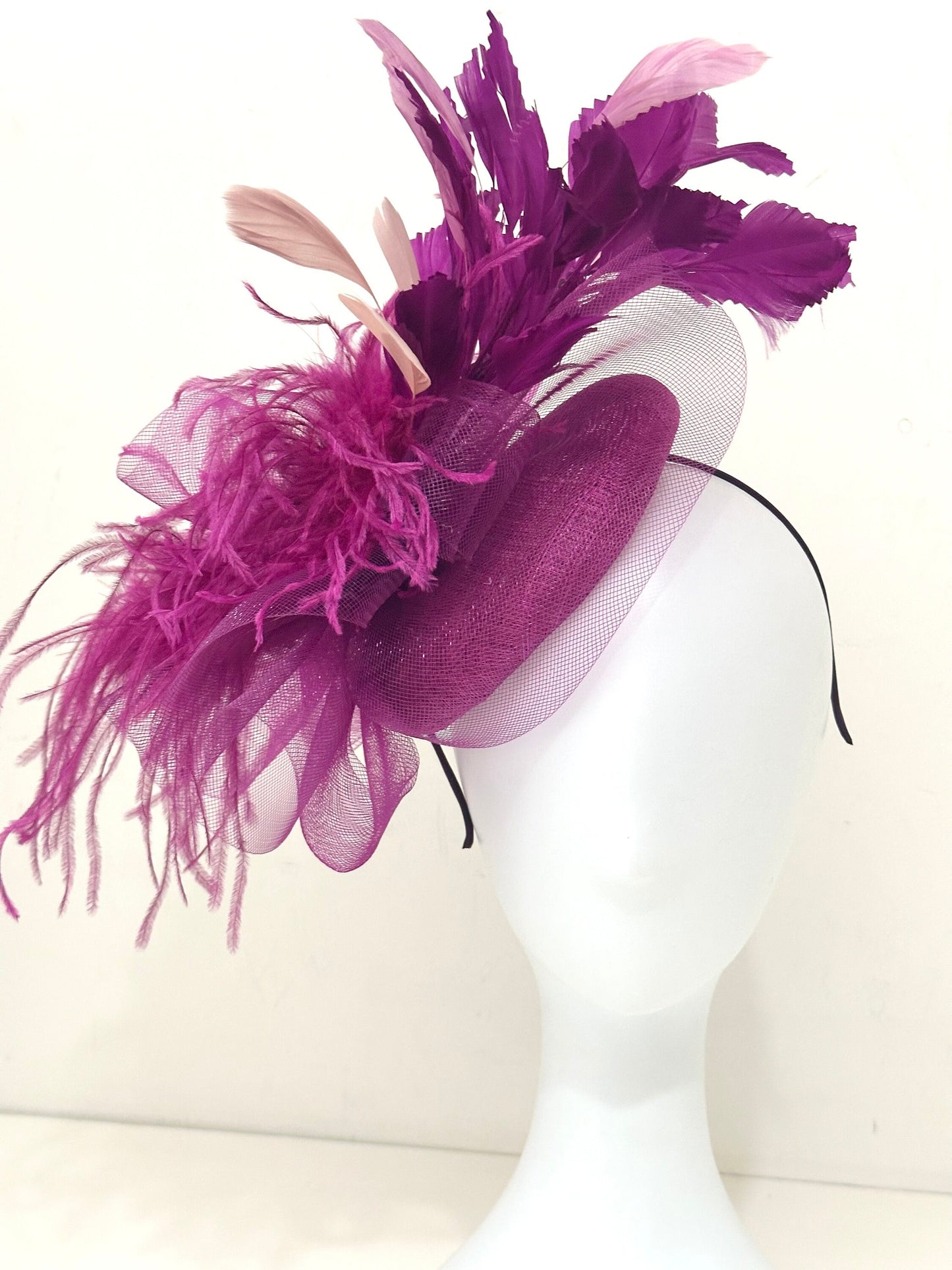 Magenta Plum Fascinator Hat, Kentucky Derby Hat Fascinator Headband, Church Wedding Fascinate Hat, Garden Tea Party Hat,