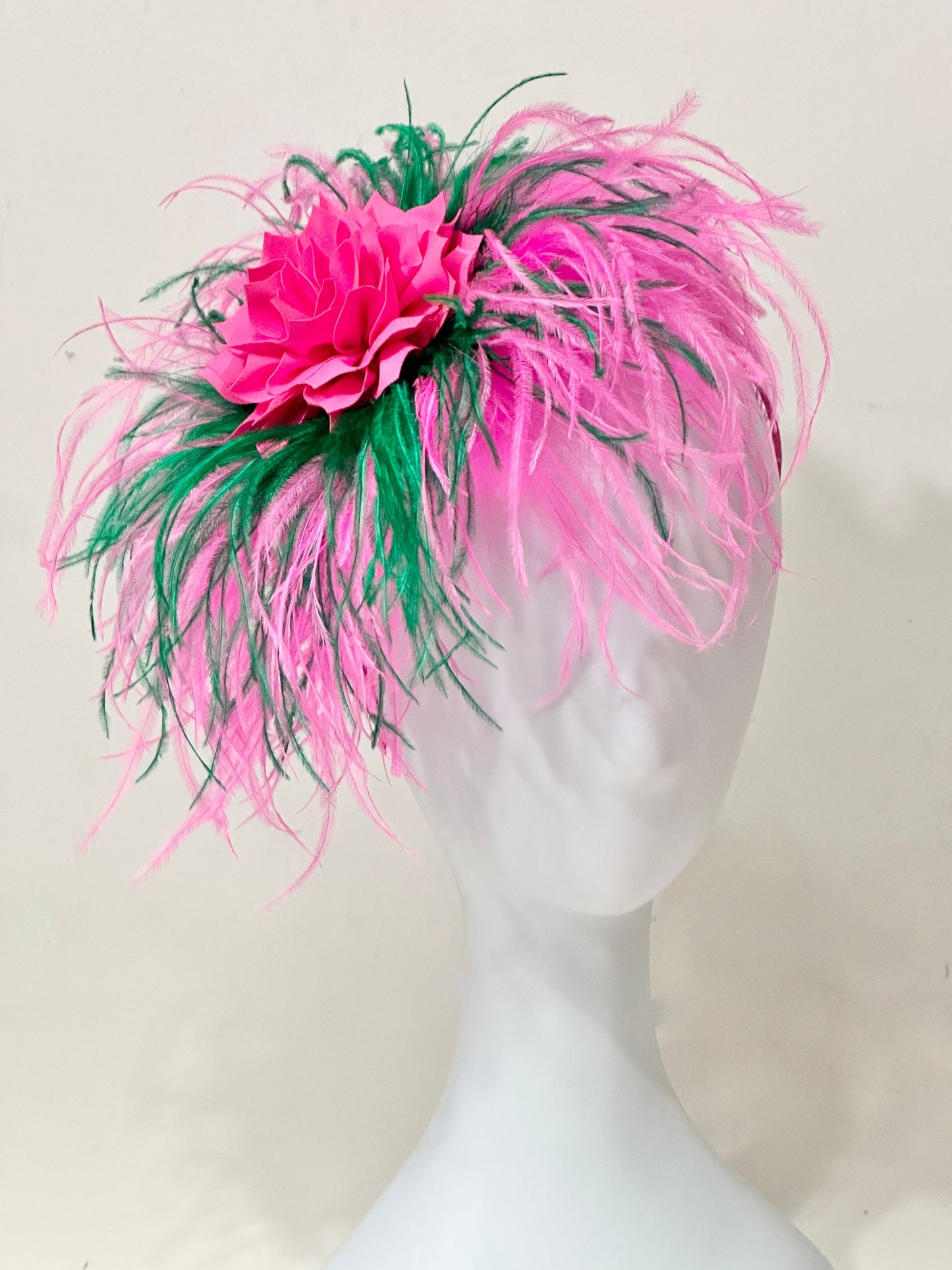 Pink Navy White Kentucky Derby Hat  Fascinator Headband, Pink Bright Pink Green Feather Derby Fascinator Headband,Custom Derby Hat Fascinate